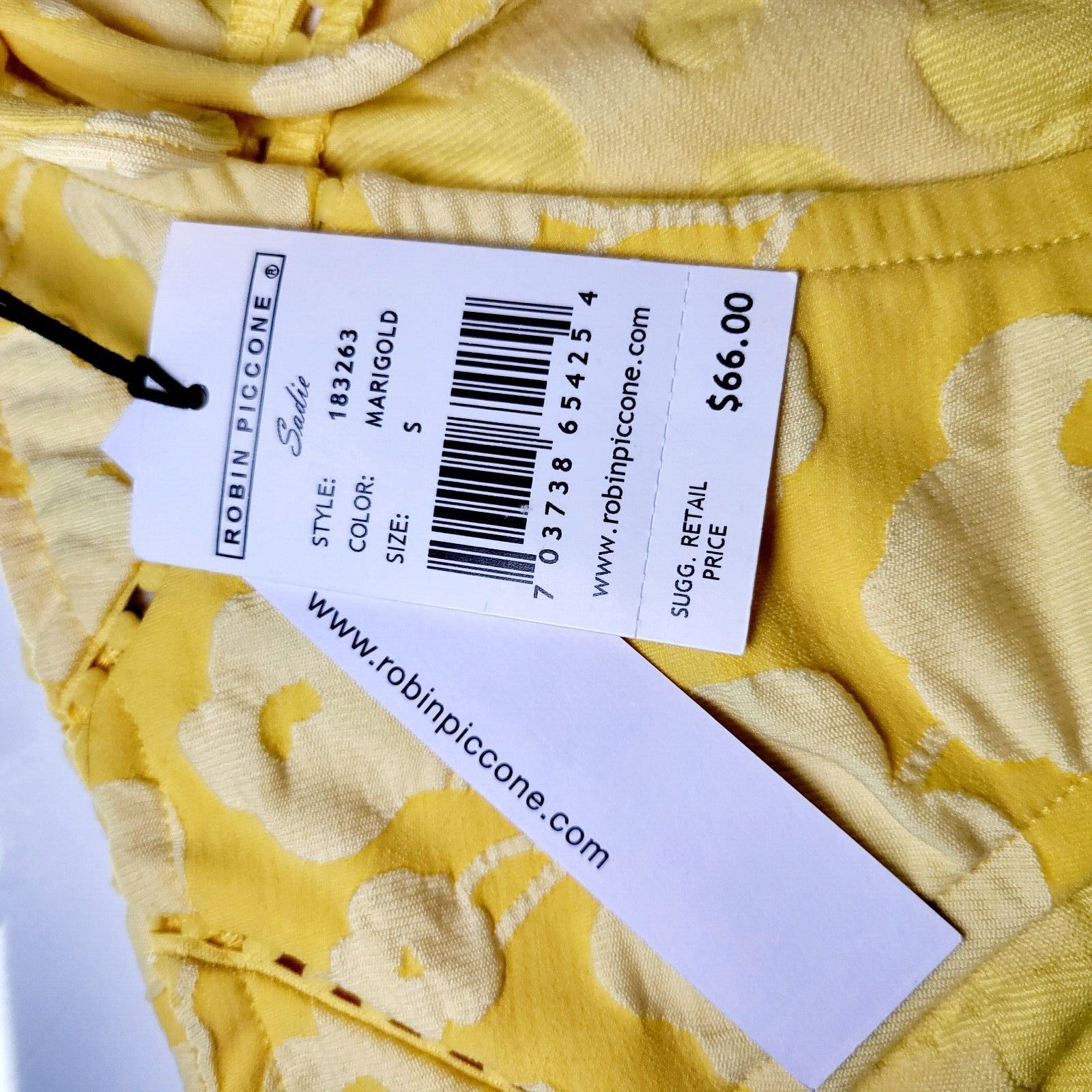 Other NWT ROBIN PICCONE Sadie Raised Floral Bikini Bottom Marigold Size L / US 10 / IT 46 - 2 Thumbnail