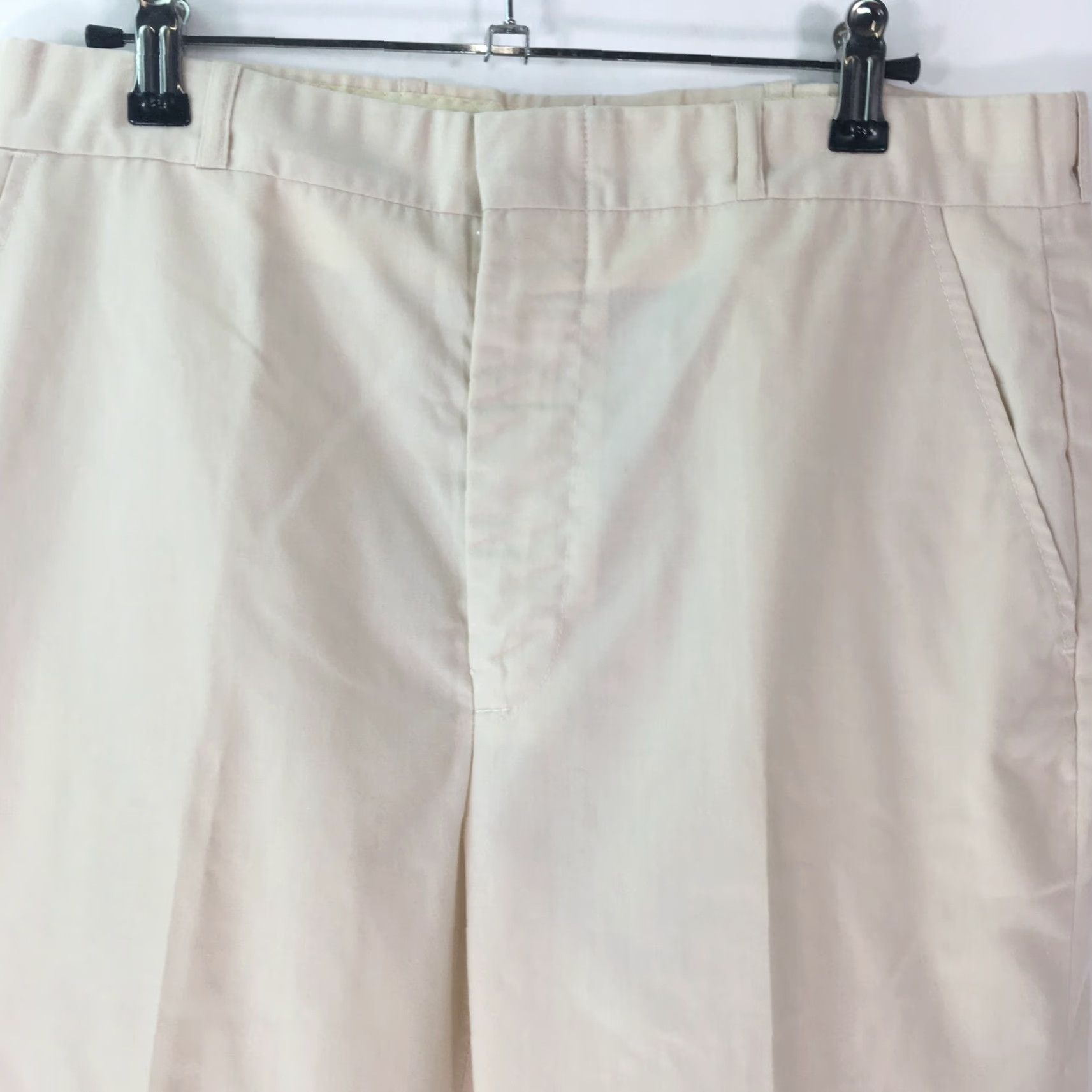 Vintage NB Mens Beige Dress Pants Flat Front Mid Rise 32X34 Regular Fit Straight Leg 34 Inseam Pants Mens NB Beige Solid Flat Front Dress Pants Size US 32 / EU 48 - 4 Thumbnail