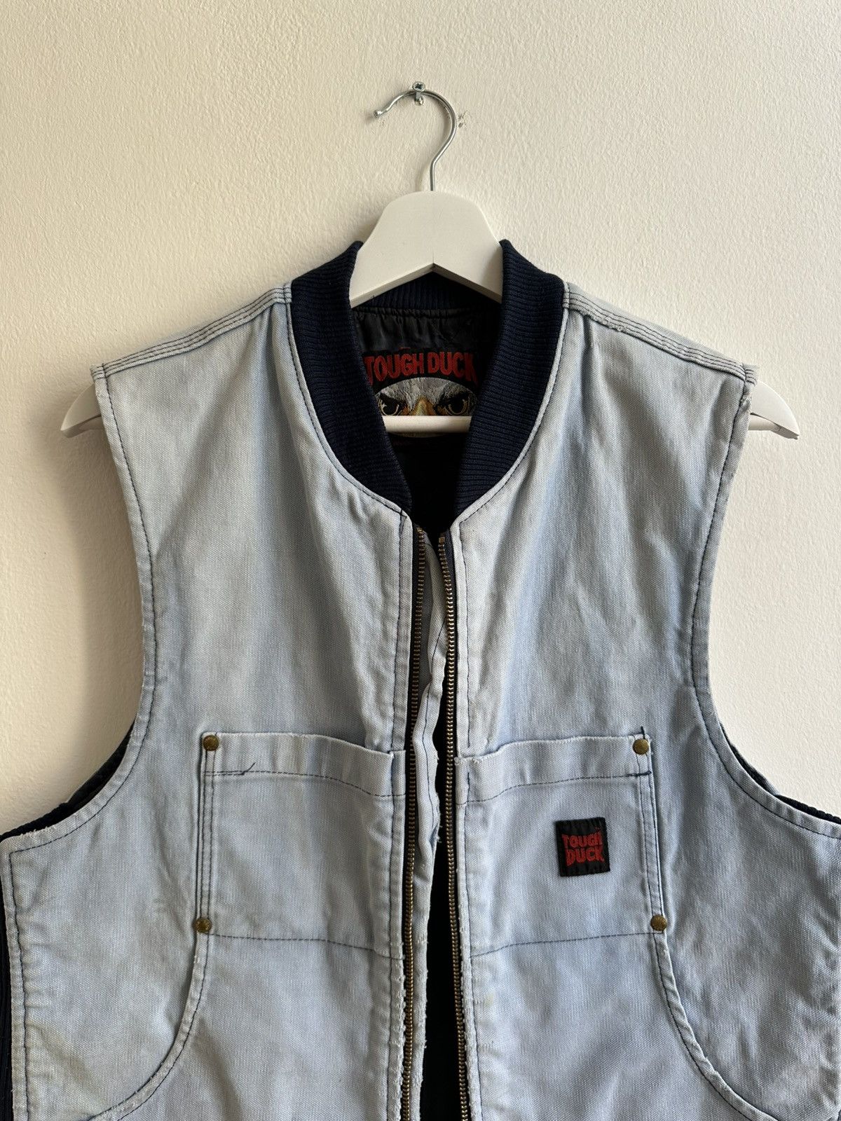 Vintage Tough Duck Made in Canada Faded Baby Blue Unisex Vest Size US S / EU 44-46 / 1 - 2 Thumbnail