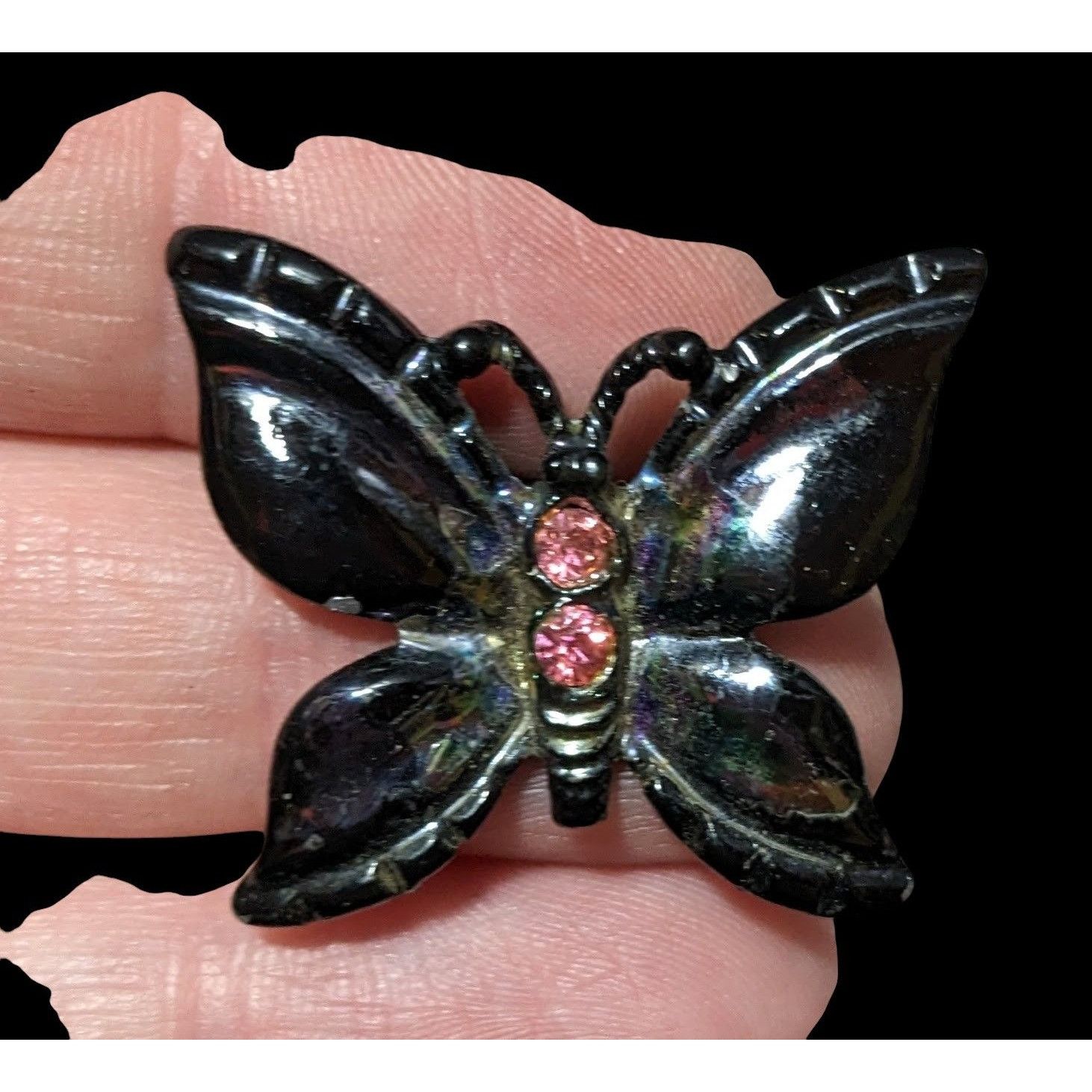 Other Whimsygoth Butterfly Oil Slick Pink Rhinestone Brooch Size ONE SIZE - 3 Thumbnail