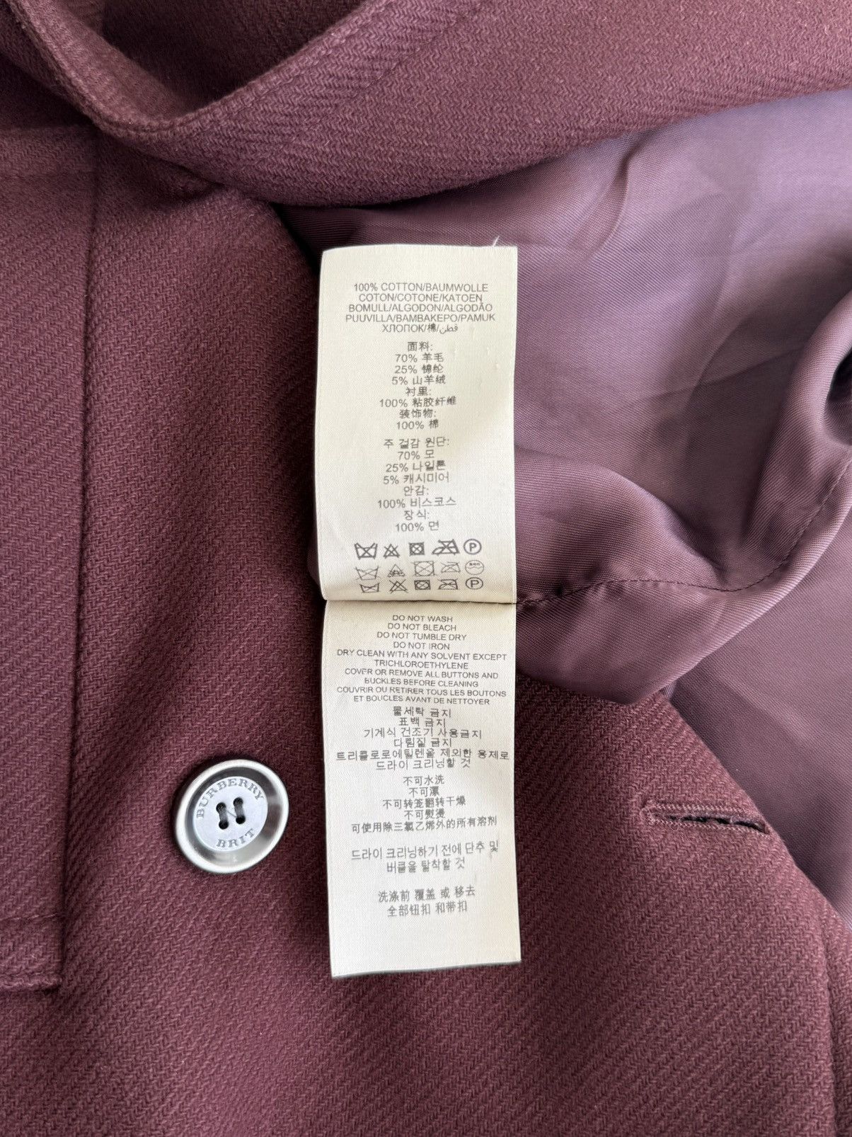 Burberry Burberry Brit Burgundy Wool Peacoat Double Breasted Coat Size S / US 4 / IT 40 - 12 Thumbnail