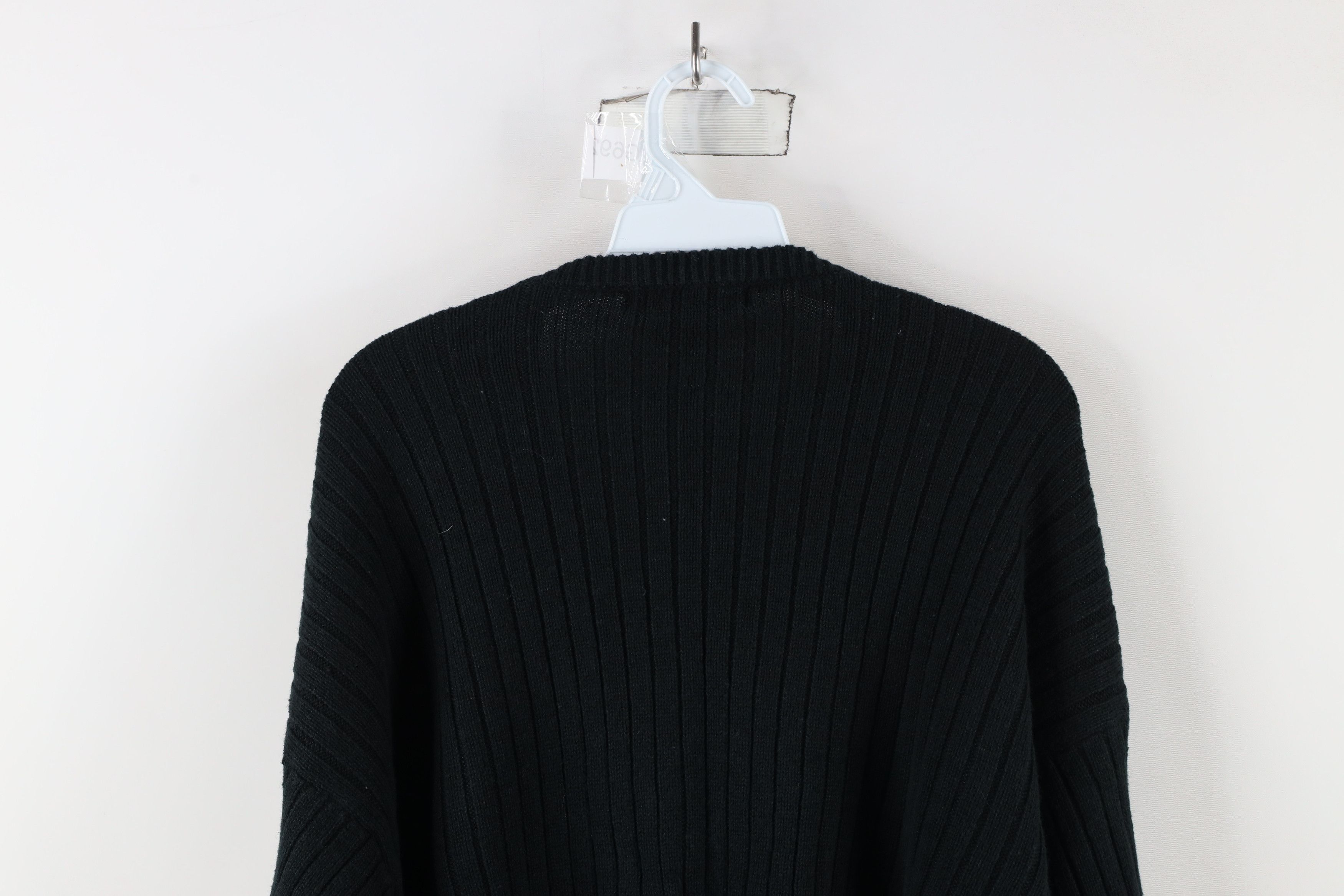 Vintage Vintage 90s Streetwear Ribbed Knit V-Neck Sweater Black Size US XXL / EU 58 / 5 - 7 Thumbnail