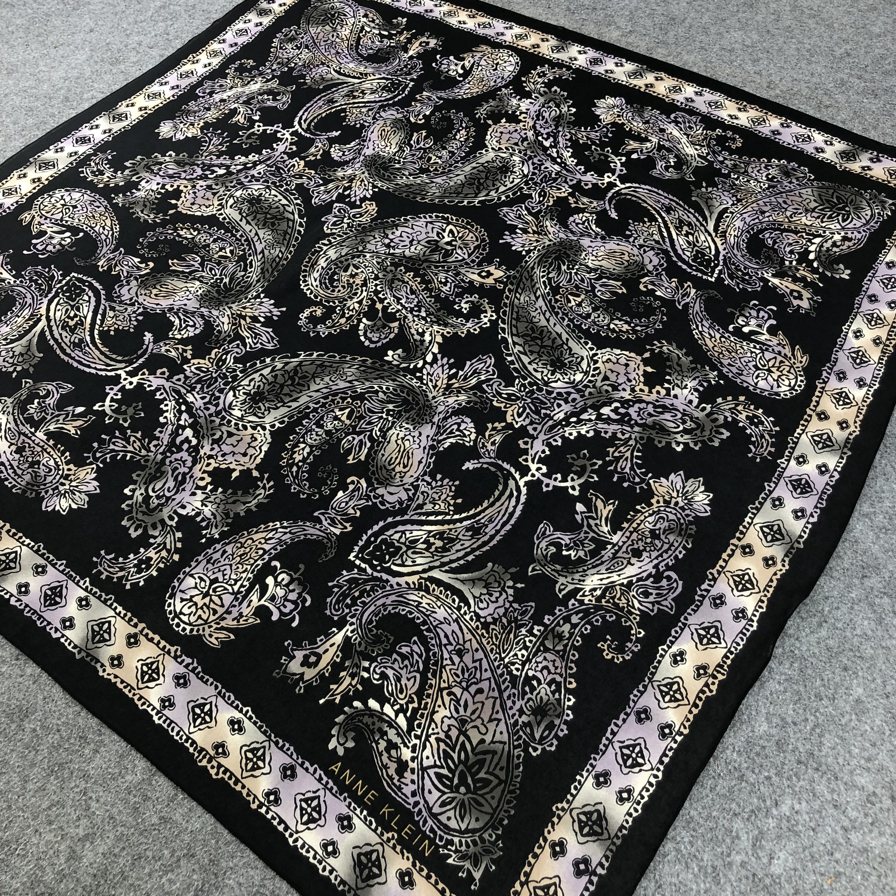 Japanese Brand Anne Klein Luxury Paisley Silk Scarf M300 Size ONE SIZE - 4 Thumbnail