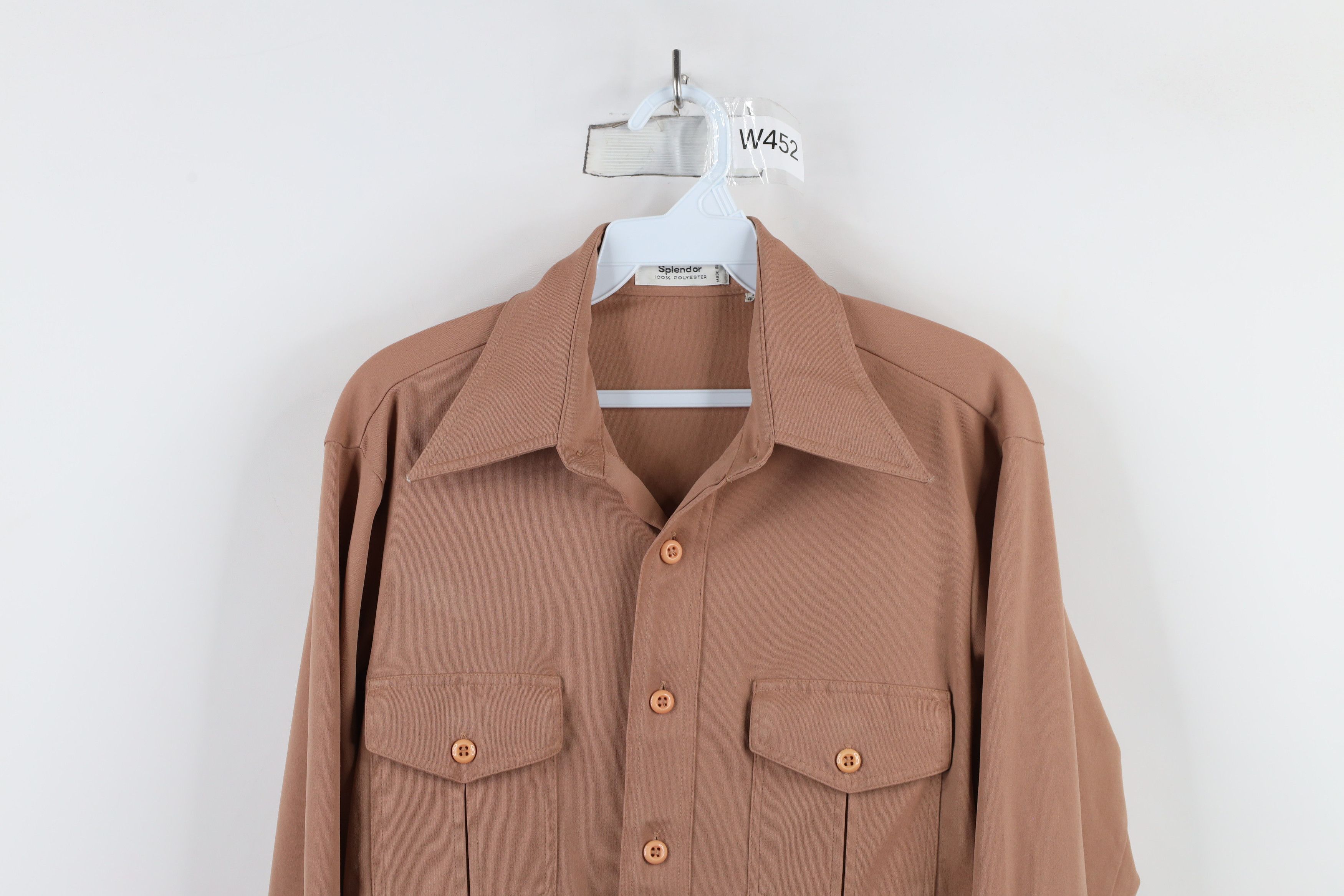 Vintage Vintage 70s Streetwear Long Sleeve Button Shirt Beige Size US M / EU 48-50 / 2 - 2 Thumbnail