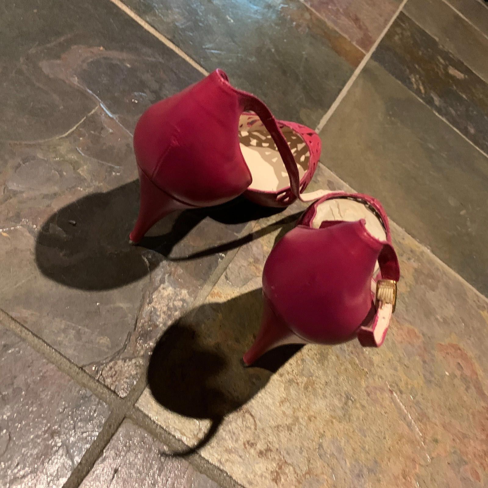 Designer Women Caressa Spain Pink Ankle Strap Heels Sz.10.5 (G102) Size US 10.5 / IT 40.5 - 2 Thumbnail