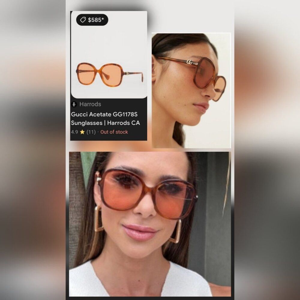 Gucci NWT Gucci Women's Sunglasses Havana Pink Butterfly GG 1178S Size ONE SIZE - 5 Thumbnail