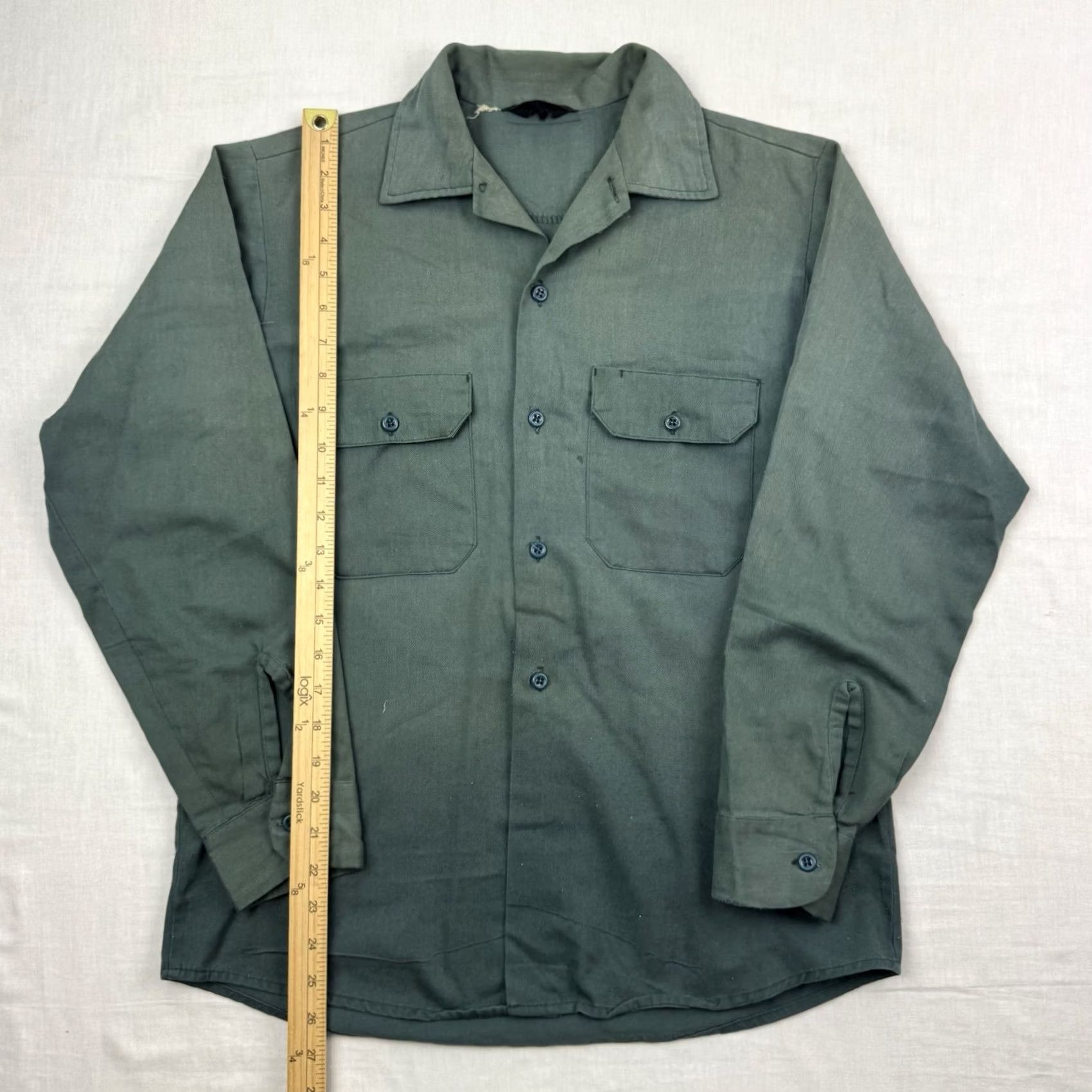 Vintage VINTAGE Shirt Adult Medium Green 70s USA Button-Up Long Sleeve Solid Unbranded Regular Mens Size US M / EU 48-50 / 2 - 5 Thumbnail
