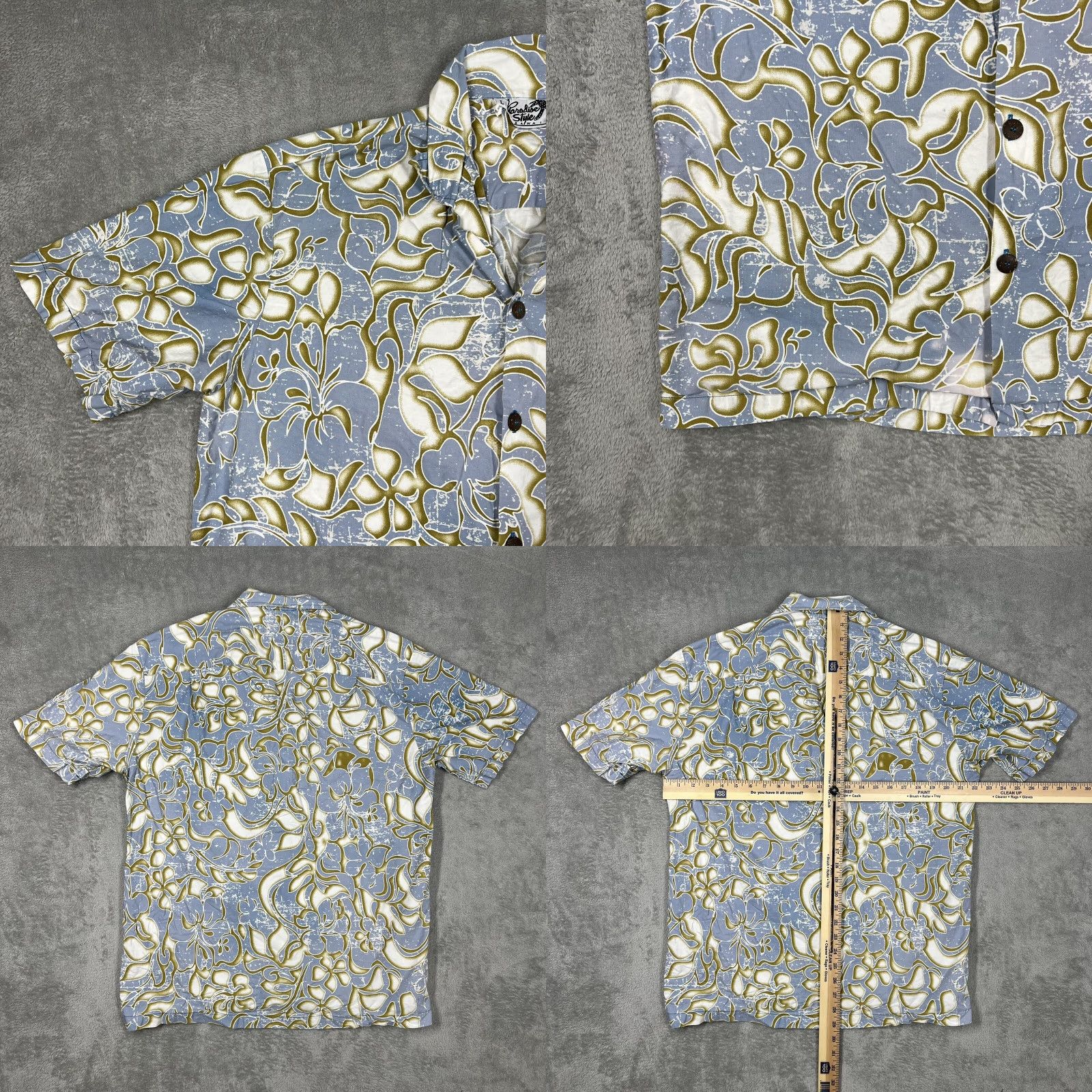 Paradise Paradise Style Men's Hawaiian Button-Up Shirt L Large Floral Print Multicolor Short Sleeve Collared Button-Down Aloha Style Size US L / EU 52-54 / 3 - 8 Thumbnail