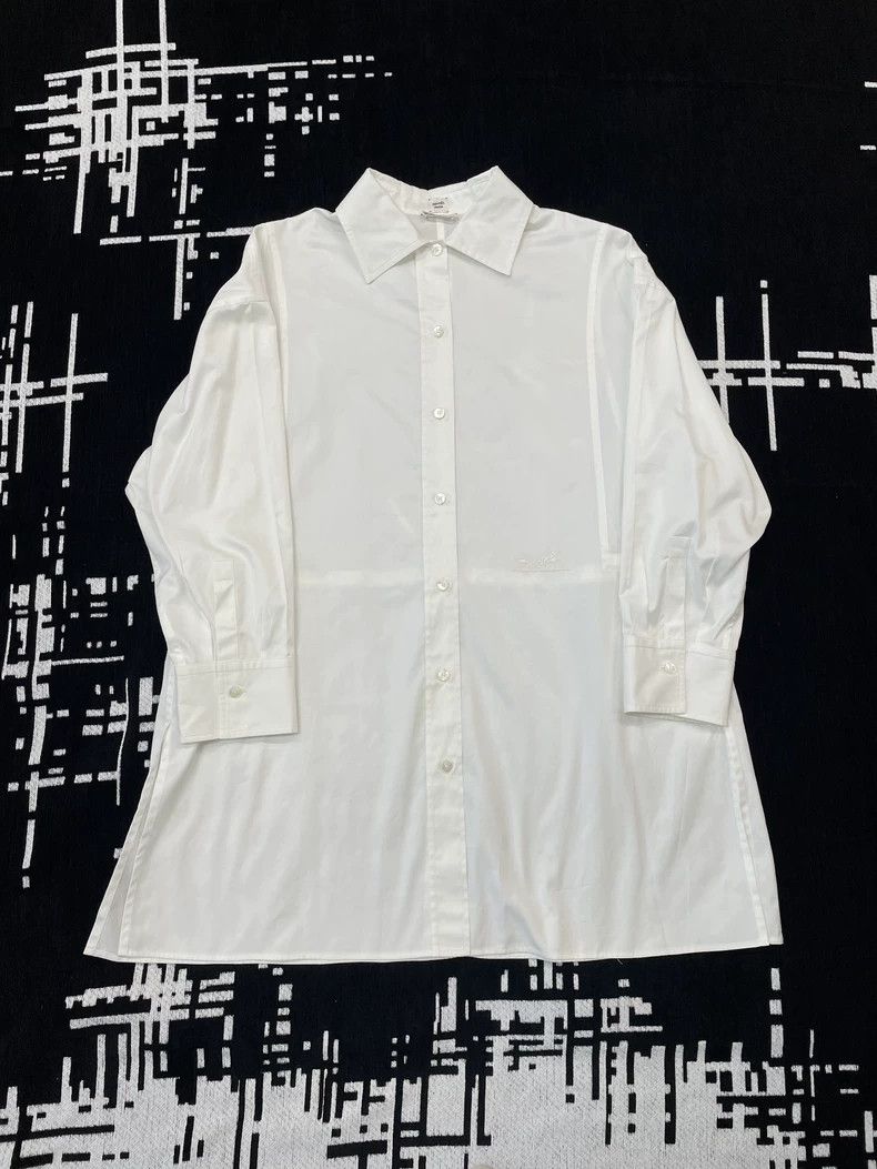 Hermes White Drawstring Shirt Dress