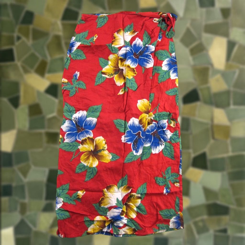 Vintage VINTAGE Pusser's Skirt Wrap Long Floral Tropical Red Cotton Rayon S Small Women's Bohemian 90s Theme Sun Spring Summer Mens Womens Size 28" / US 6 / IT 42 - 1 Thumbnail