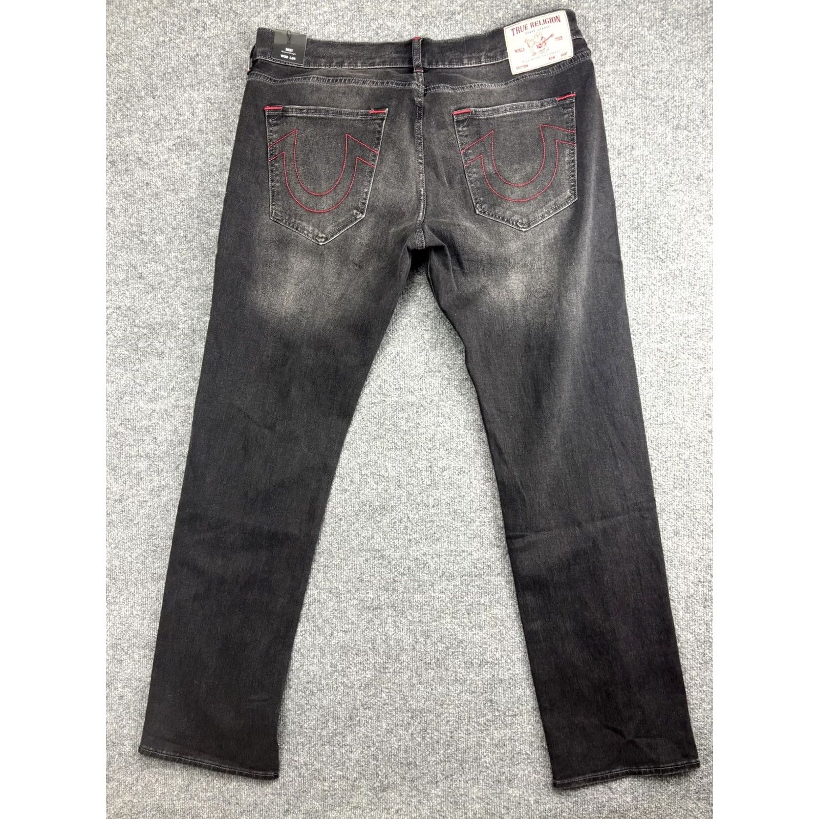 True Religion Ricky SN Straight Jeans Mens 36x34 Gray Relaxed Dark 