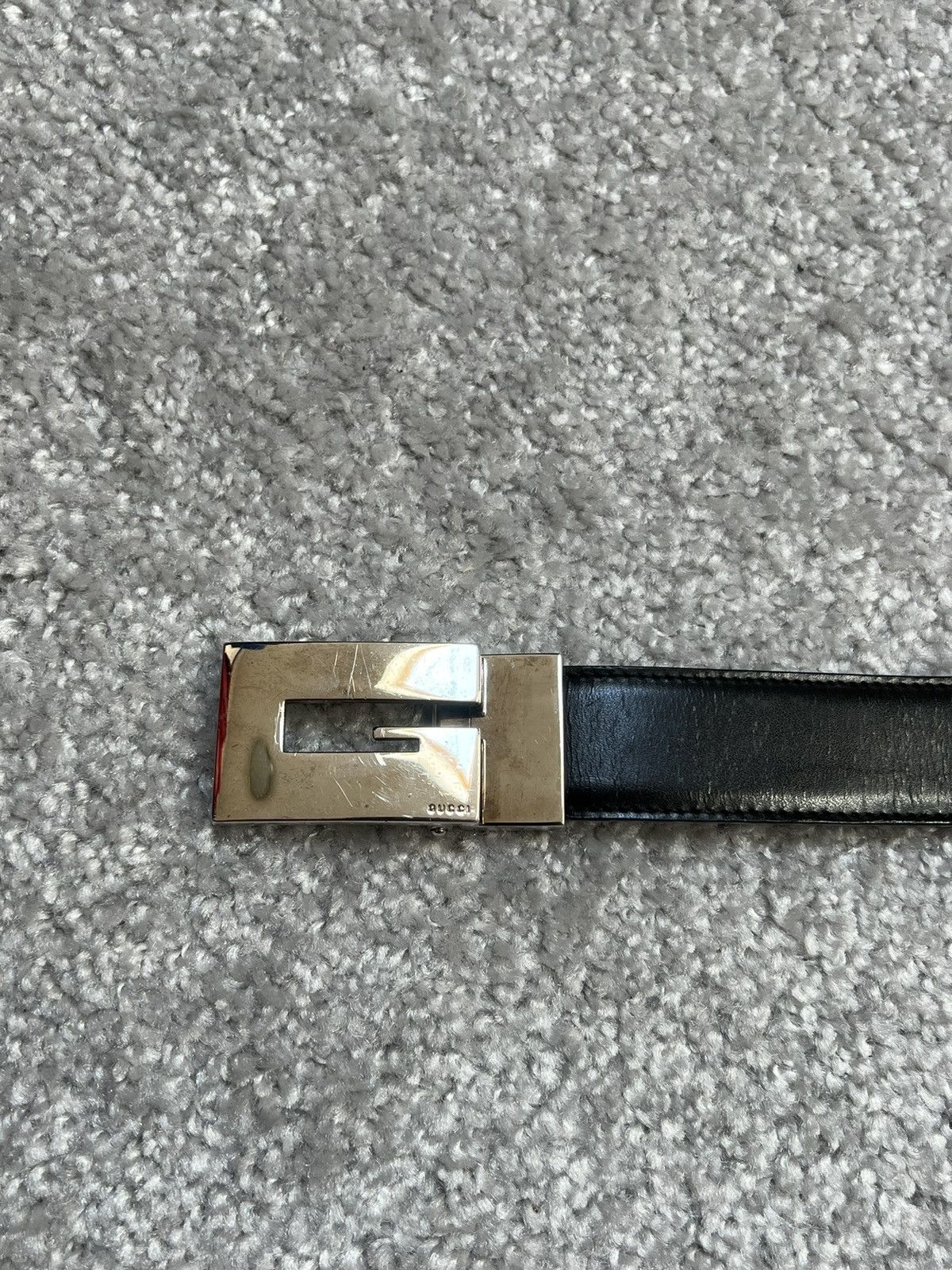 Gucci Gucci Square G Buckle Black Leather Belt Size ONE SIZE - 6 Thumbnail