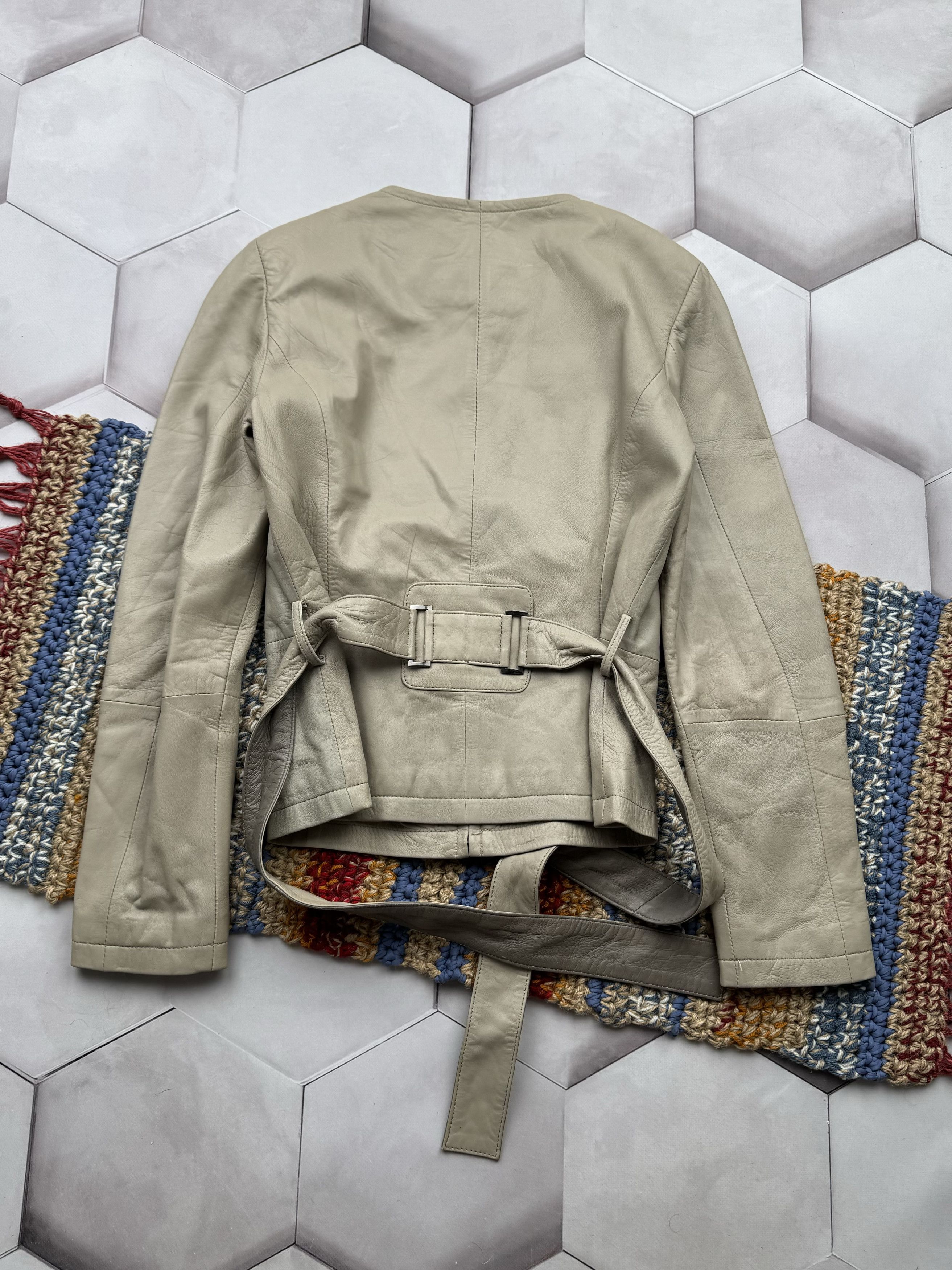 Vintage Vintage Leather Jacket With Belt (E4) Size S / US 4 / IT 40 - 8 Thumbnail