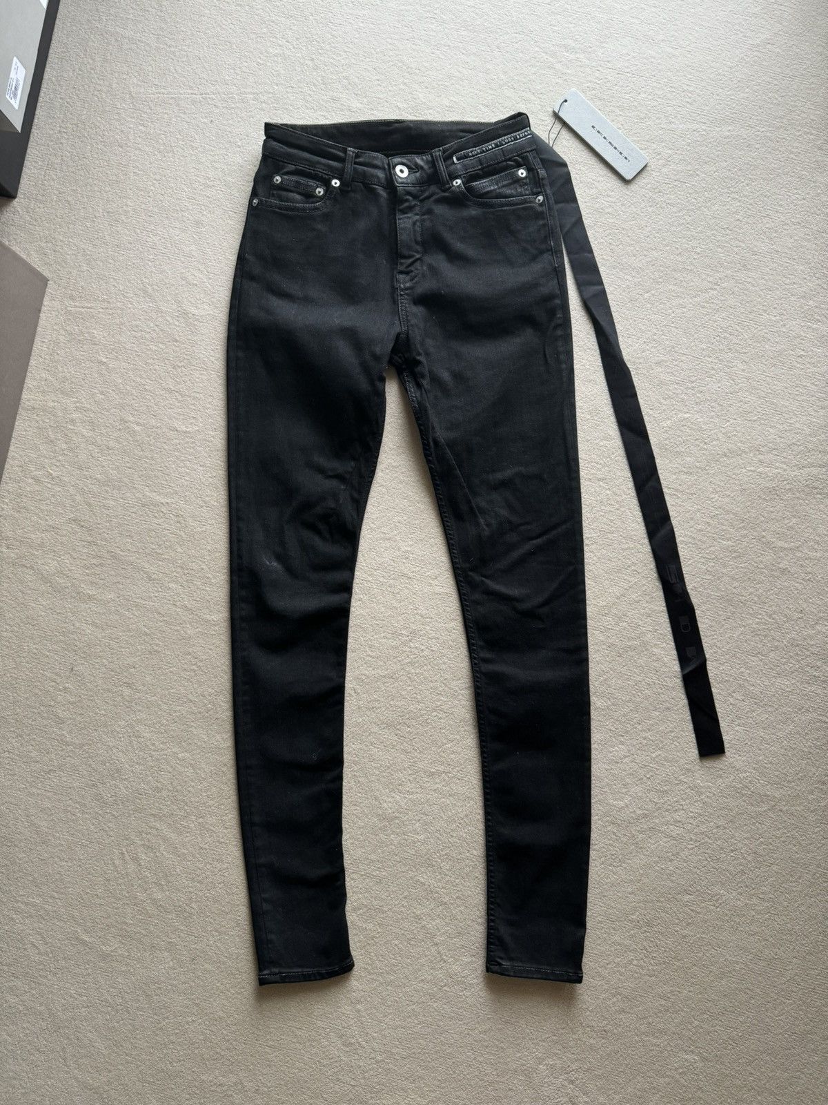 image of Rick Owens x Rick Owens Drkshdw New | Fw22 Strobe Sbb Waxed Detroit Denim Jeans Black 26“, Women's