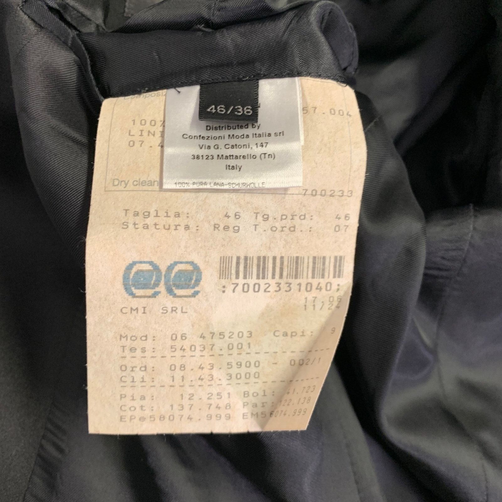 Calvin Klein Size 36 Black Wool Peak Lapel Sport Coat Size 36R - 6 Thumbnail
