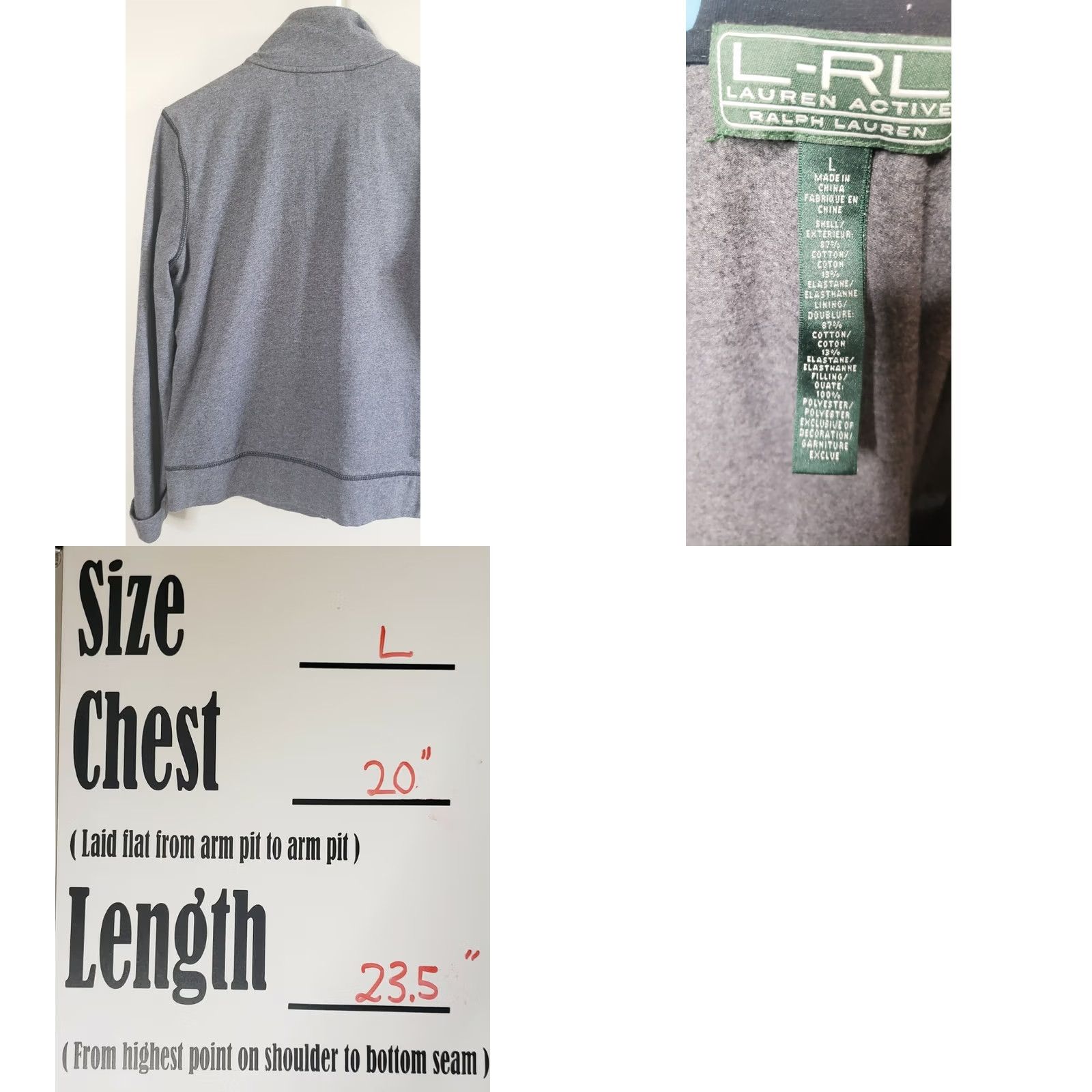 Ralph Lauren VINTAGE? LAUREN ACTIVE Ralph Lauren Women's L Gray Full Zip Quilted Fleece Lined Jacket Size L / US 10 / IT 46 - 8 Thumbnail