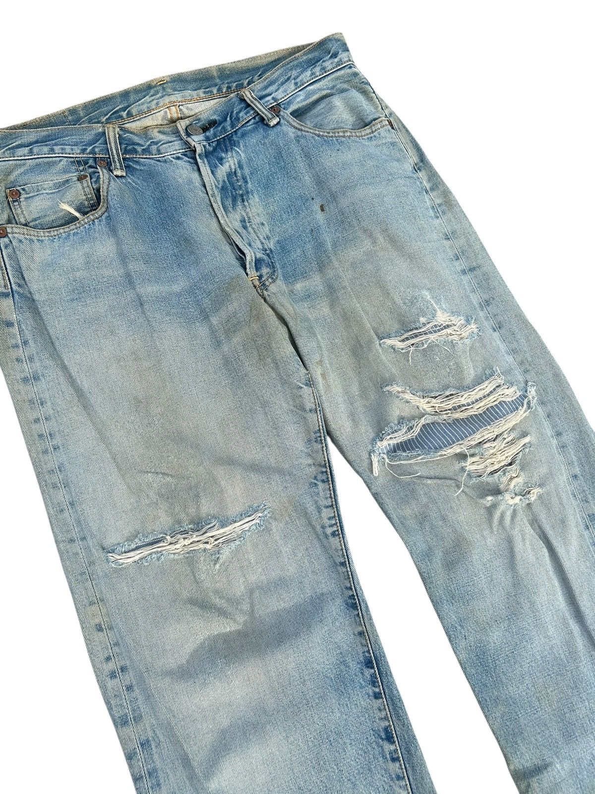 Japanese Brand × Kapital × Vintage Vintage Sewing Chop Selvedge Distressed Grunge Punk Denim Size US 33 - 3 Thumbnail