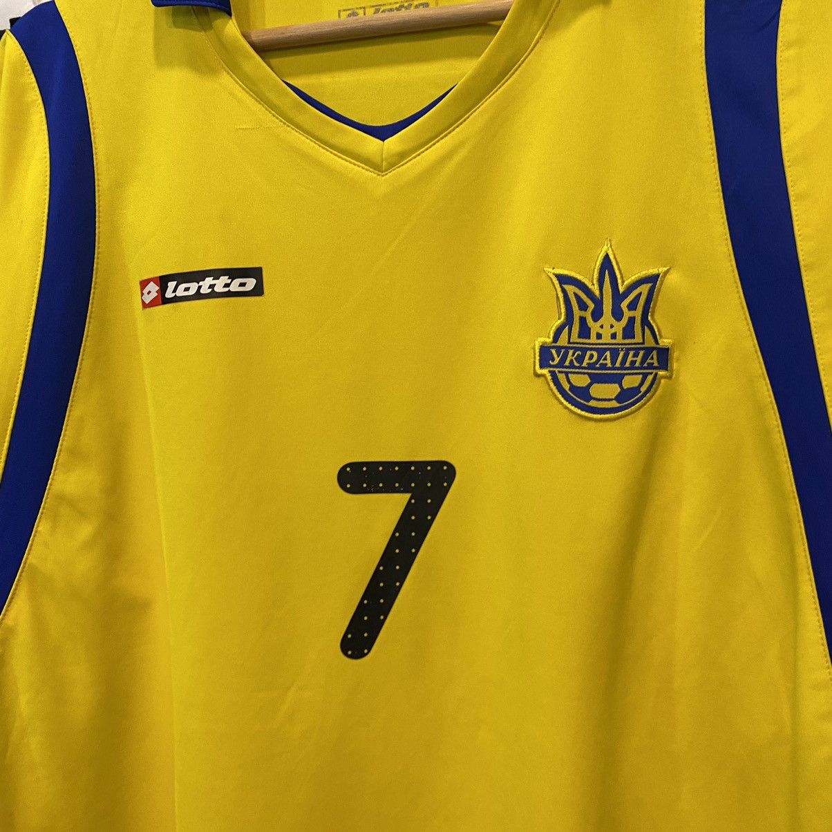 Lotto Sport VINTAGE Ukraine Lotto Andriy Shevchenko #7 home jersey Size US XL / EU 56 / 4 - 5 Thumbnail