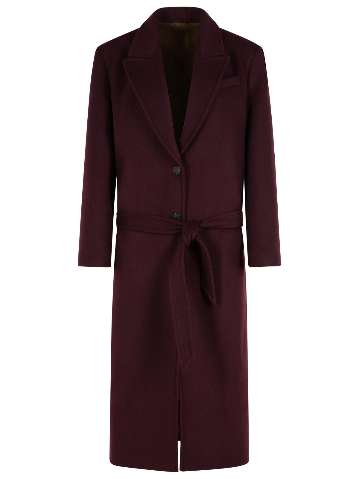 The Attico THE ATTICO Burgundy Virgin Wool Blend Long Coat Size XS / US 0-2 / IT 36-38 - 1 Thumbnail