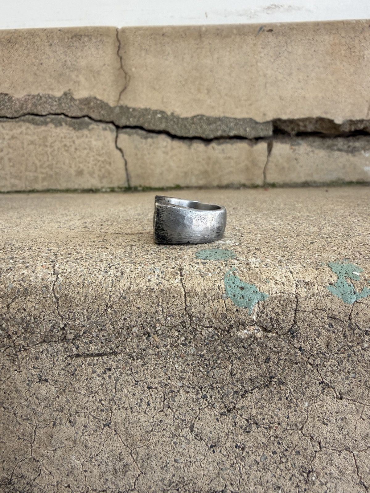 Vintage Lee Brennan Design - Steel “Sown” Signet Ring Size ONE SIZE - 2 Thumbnail