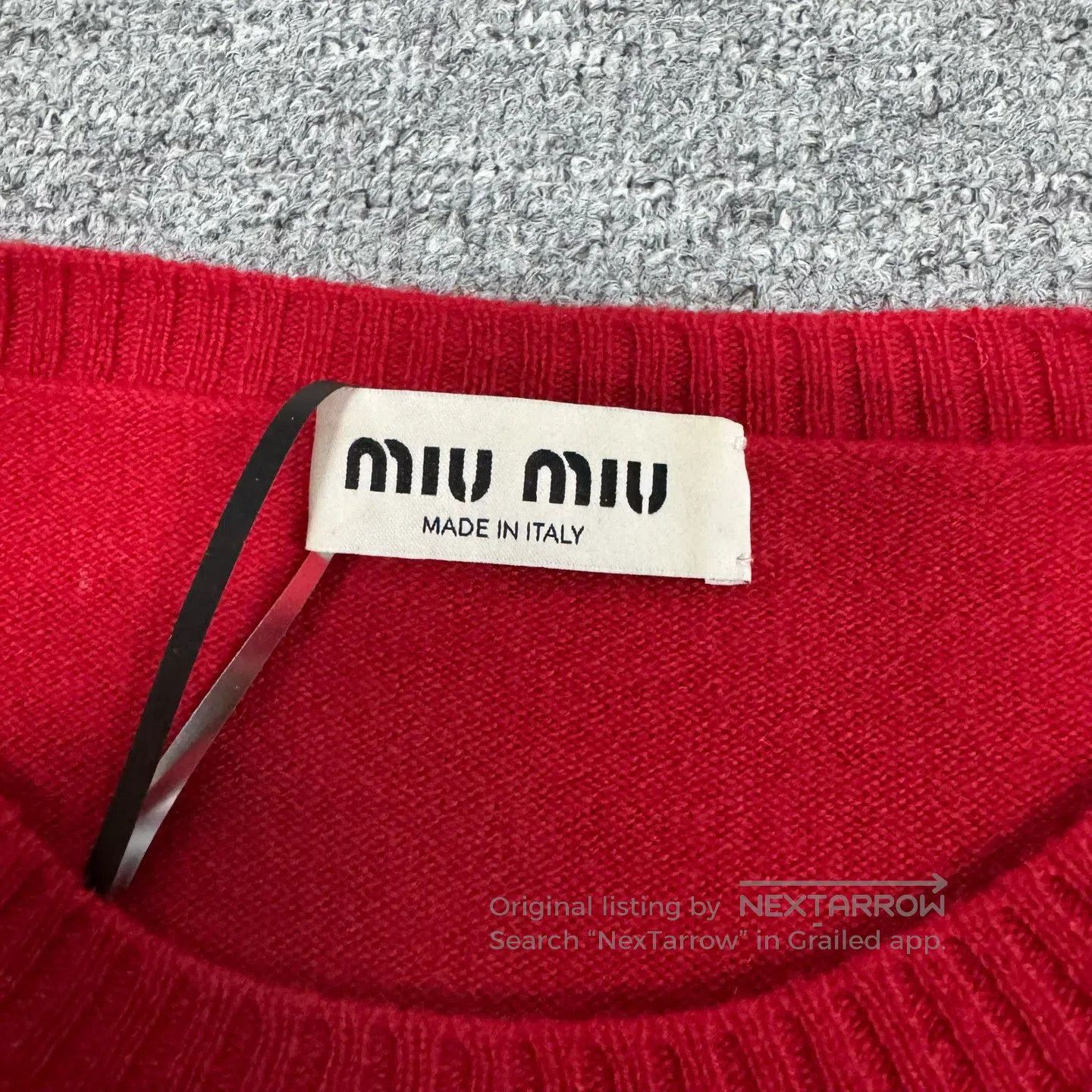 Miu Miu miu miu Love-themed embroidered logo; short cashmere knit Size S / US 4 / IT 40 - 7 Thumbnail