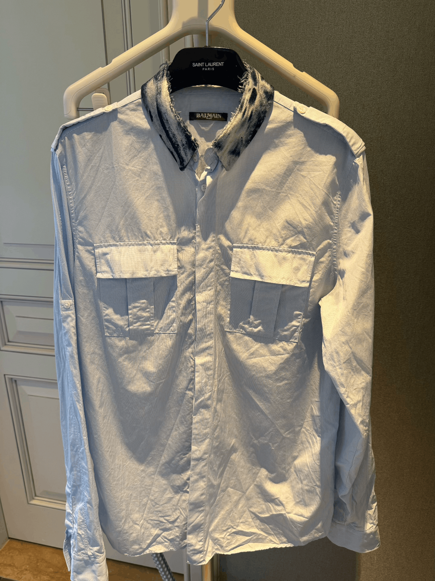 Balmain Balmain Denim Collar Cotton Shirt Size US M / EU 48-50 / 2 - 1 Thumbnail