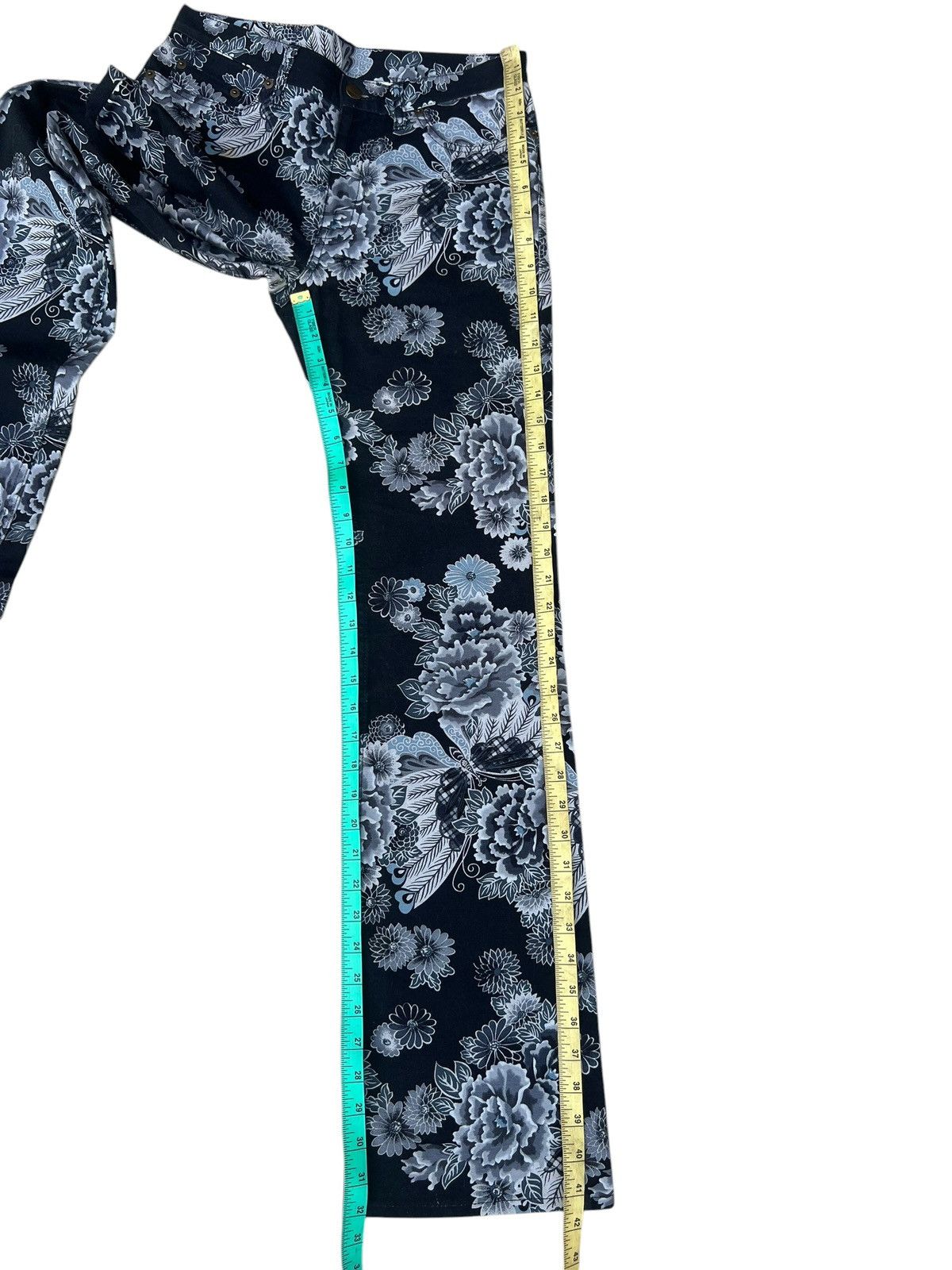5351 POUR LES HOMMES Vintage GLAMDY Japan All Printed Bootcut Jeans Flare Size US 29 - 4 Thumbnail