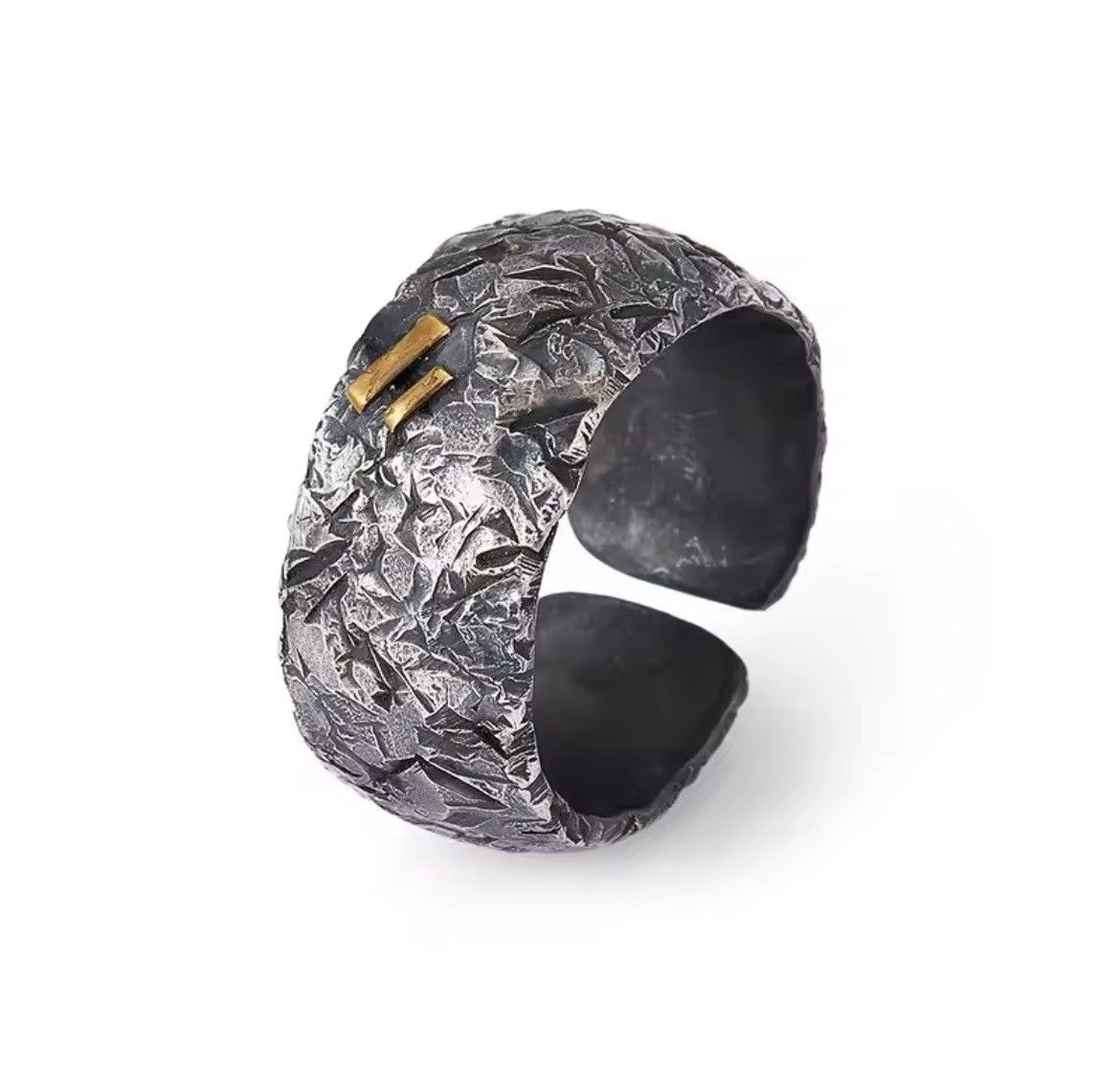 Other Brutalist Silver Ring with Gold Accent Size ONE SIZE - 1 Thumbnail