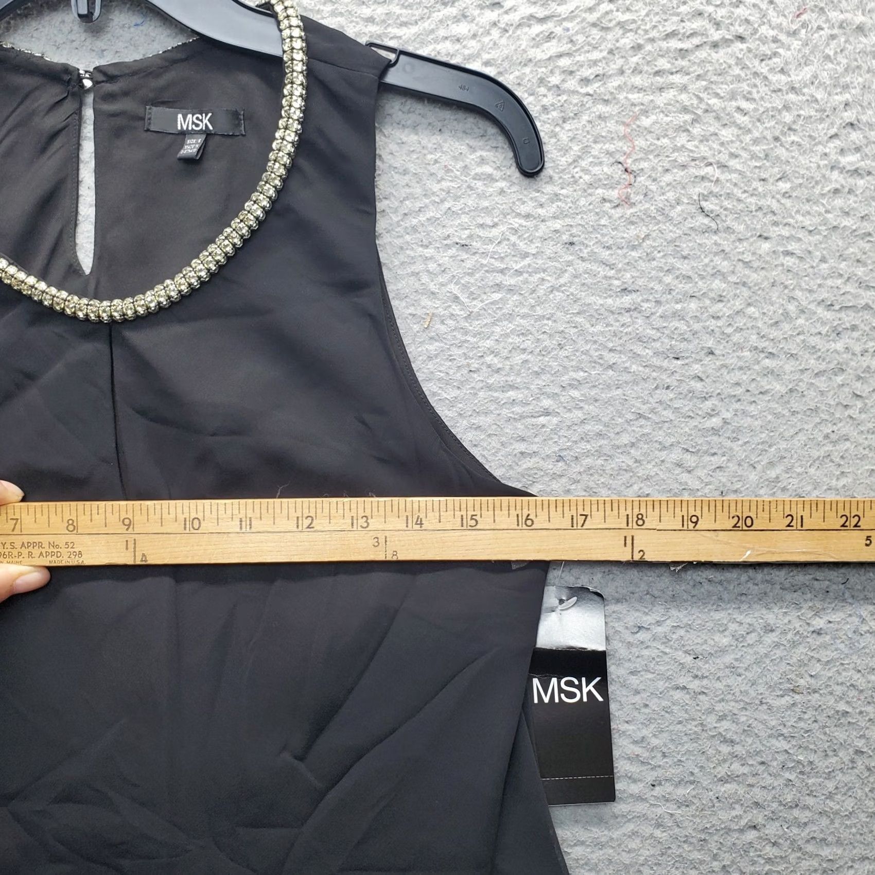 Vintage MSK Tank Dress Women's S Black Lined Layered Beaded Round Neck Keyhole Back Shirt/Hoodie? Size S / US 4 / IT 40 - 4 Thumbnail