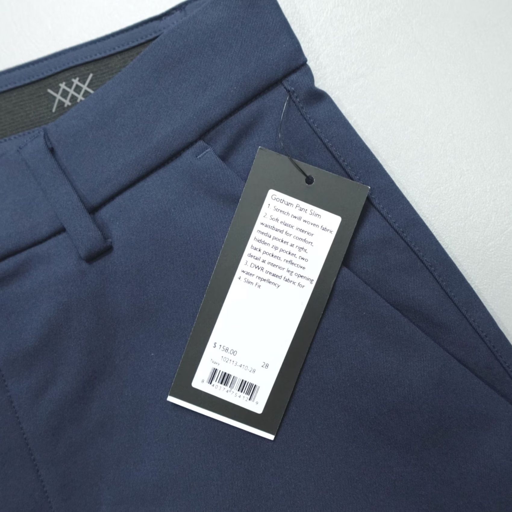 Rhone Rhone Gotham Slim Fit Stretch Pants Men’s 28x32 Navy DWR Twill Woven 58 Size US 28 / EU 44 - 2 Thumbnail