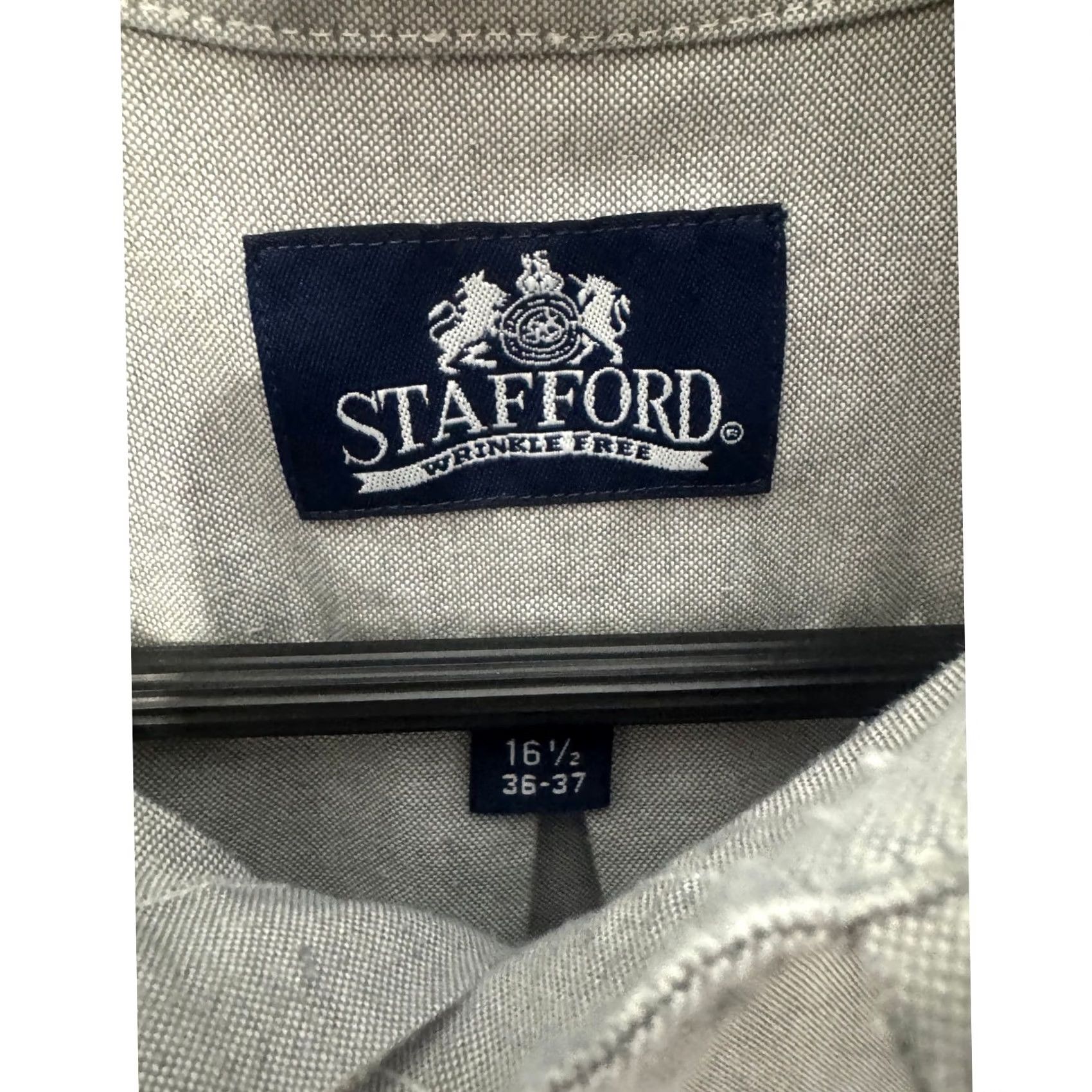 Stafford Stafford Dress Shirt Gray Long Sleeve Button-Down XL Mens Non-Iron Pockets Classic Collar Button-Up Size US XL / EU 56 / 4 - 7 Thumbnail