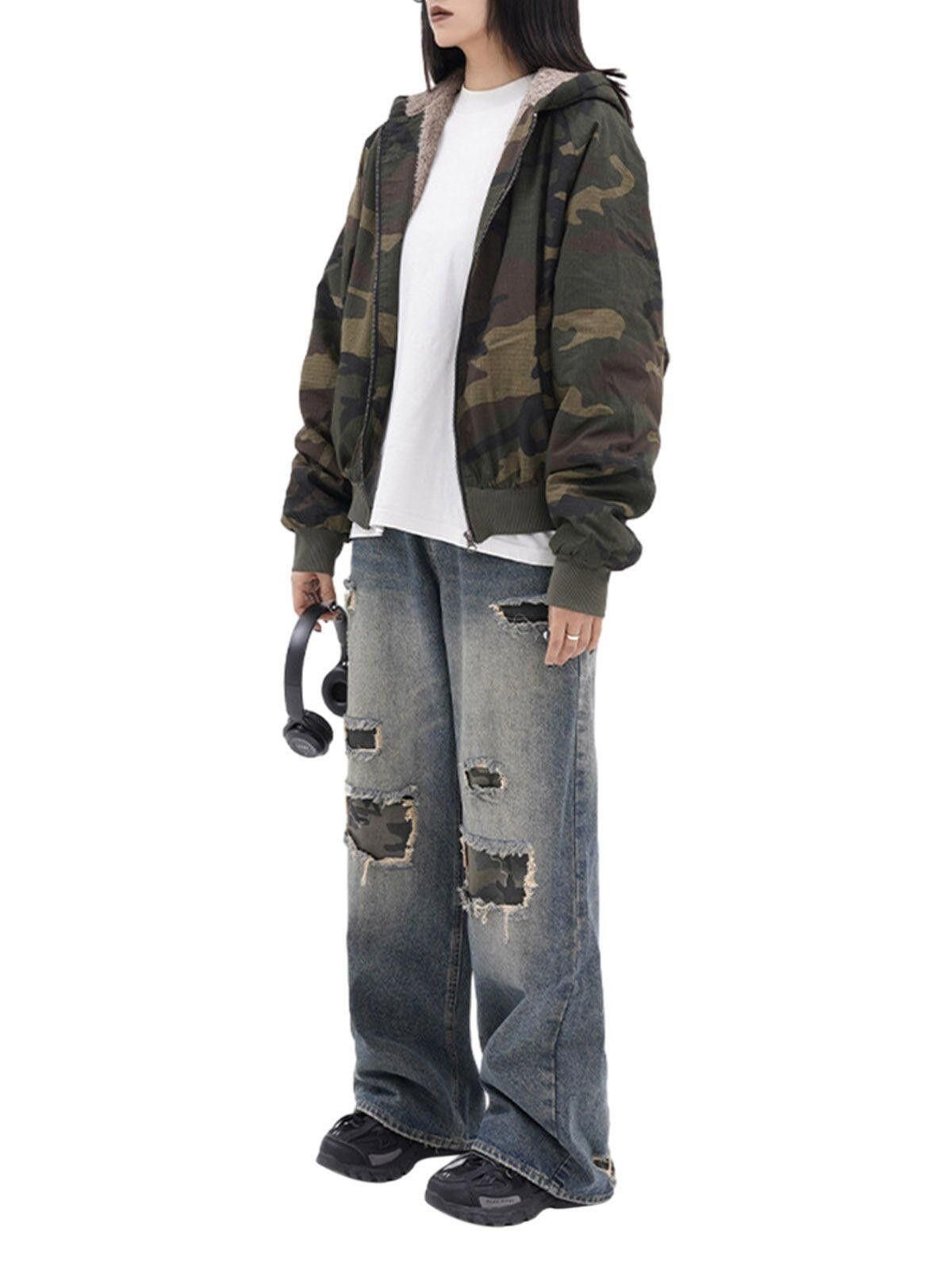 Other Camouflage Fleece Hooded Jacket Size US L / EU 52-54 / 3 - 10 Thumbnail