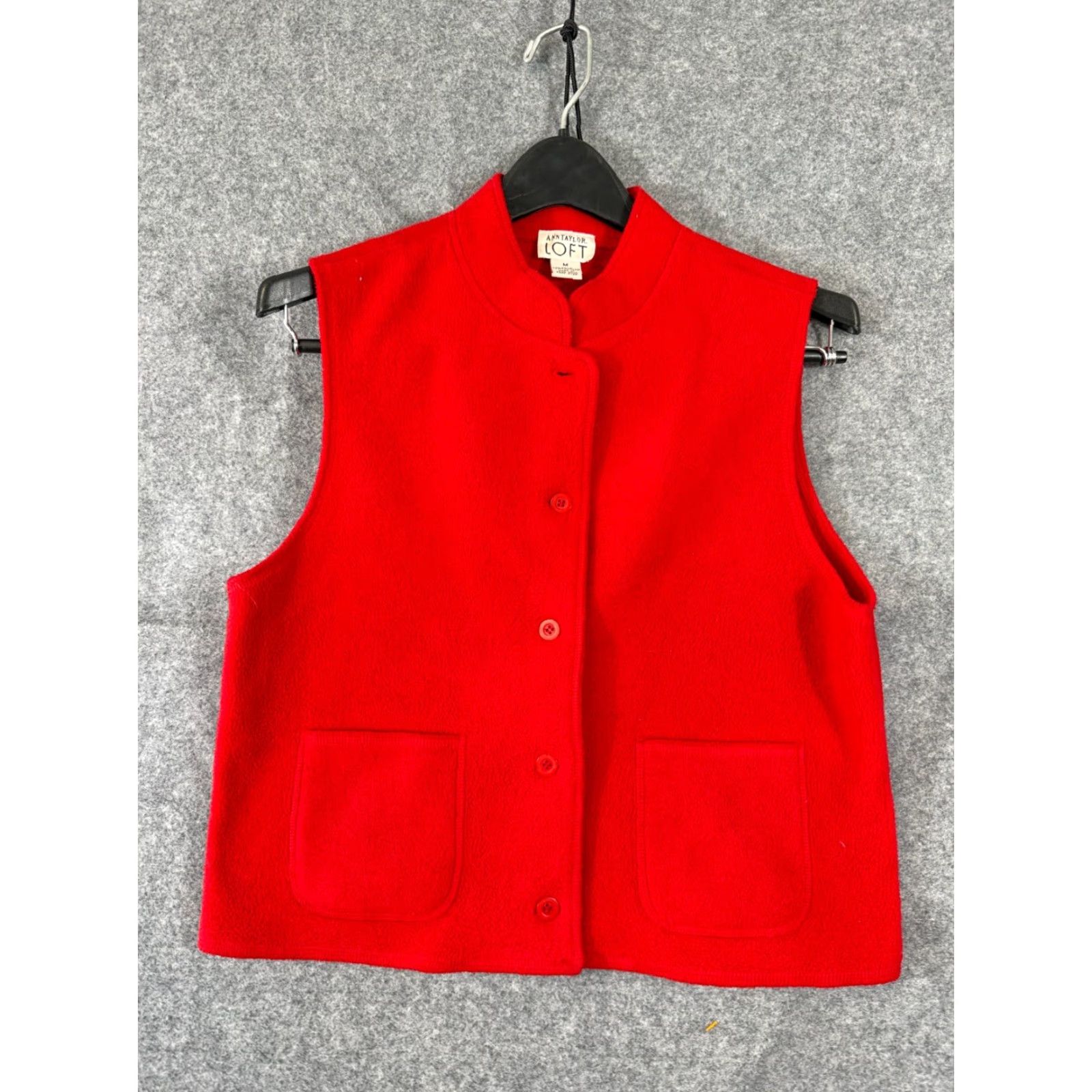 Ann Taylor VINTAGE Ann Taylor Loft Vest Womens M Red Button Front Pockets Fleece 90s Classic Casual Size M / US 6-8 / IT 42-44 - 3 Thumbnail