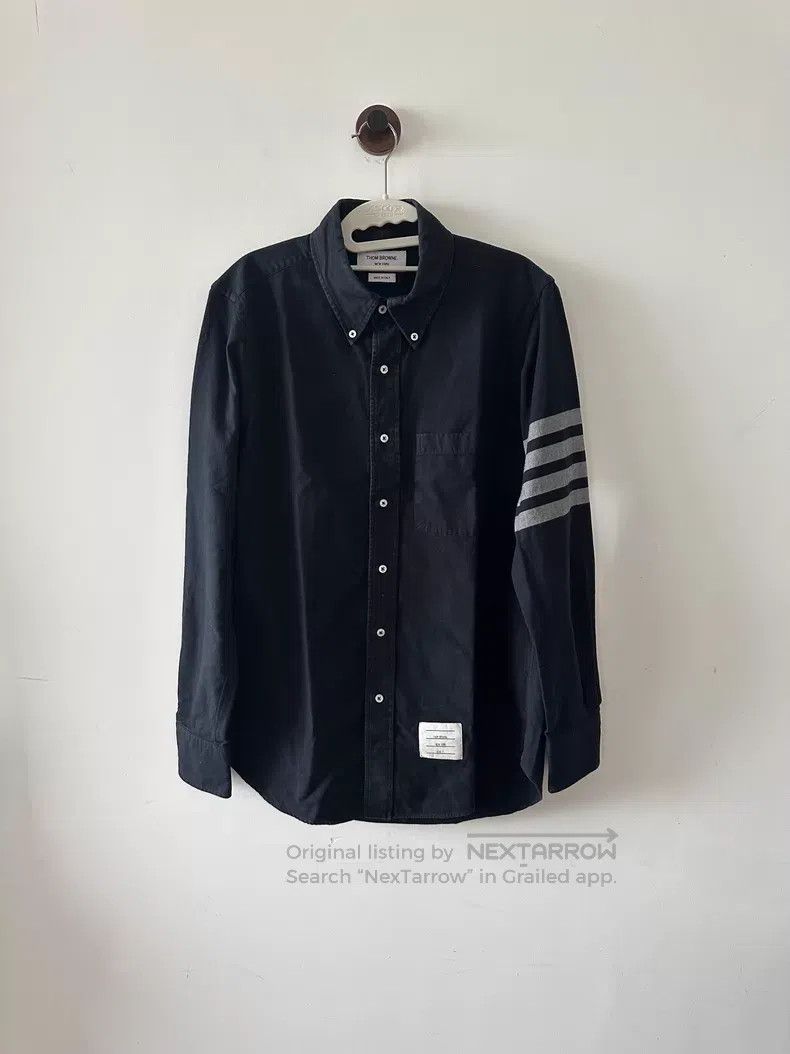Thom Browne Thom Browne Navy Striped Shirt with Cuffs Size US M / EU 48-50 / 2 - 1 Thumbnail