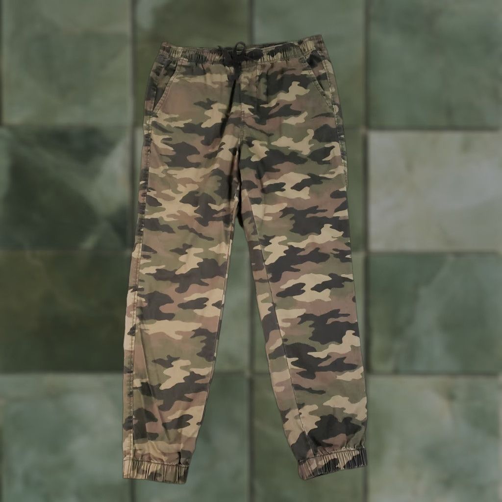Vintage Aéropostale Jogger Pants Womens Small Green Brown Camo Elastic Waist Stretch Size 28" / US 6 / IT 42 - 1 Thumbnail