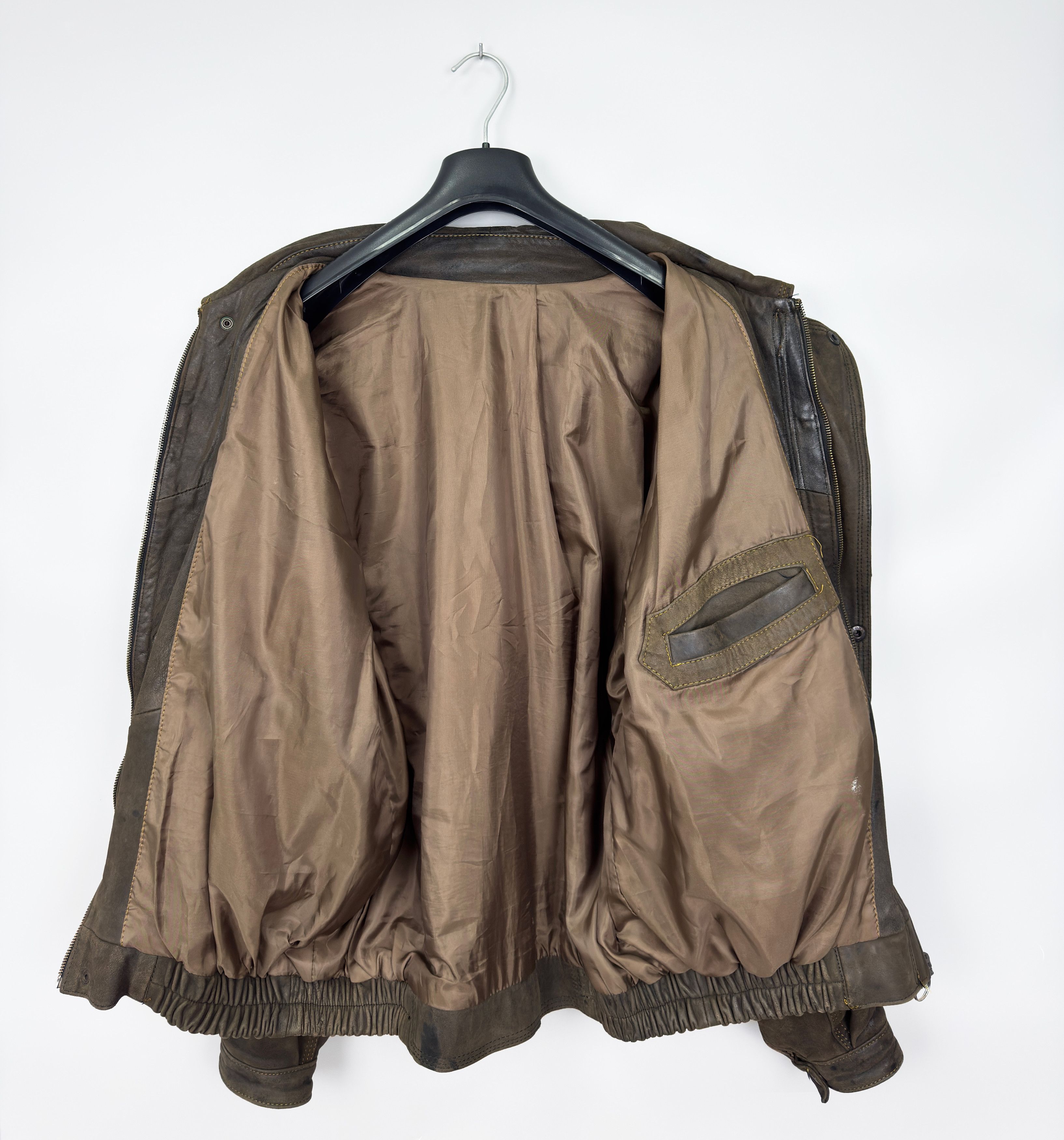 Diesel Vintage Diesel Brown Embroidered Logo Leather Jacket Size US XXL / EU 58 / 5 - 13 Thumbnail