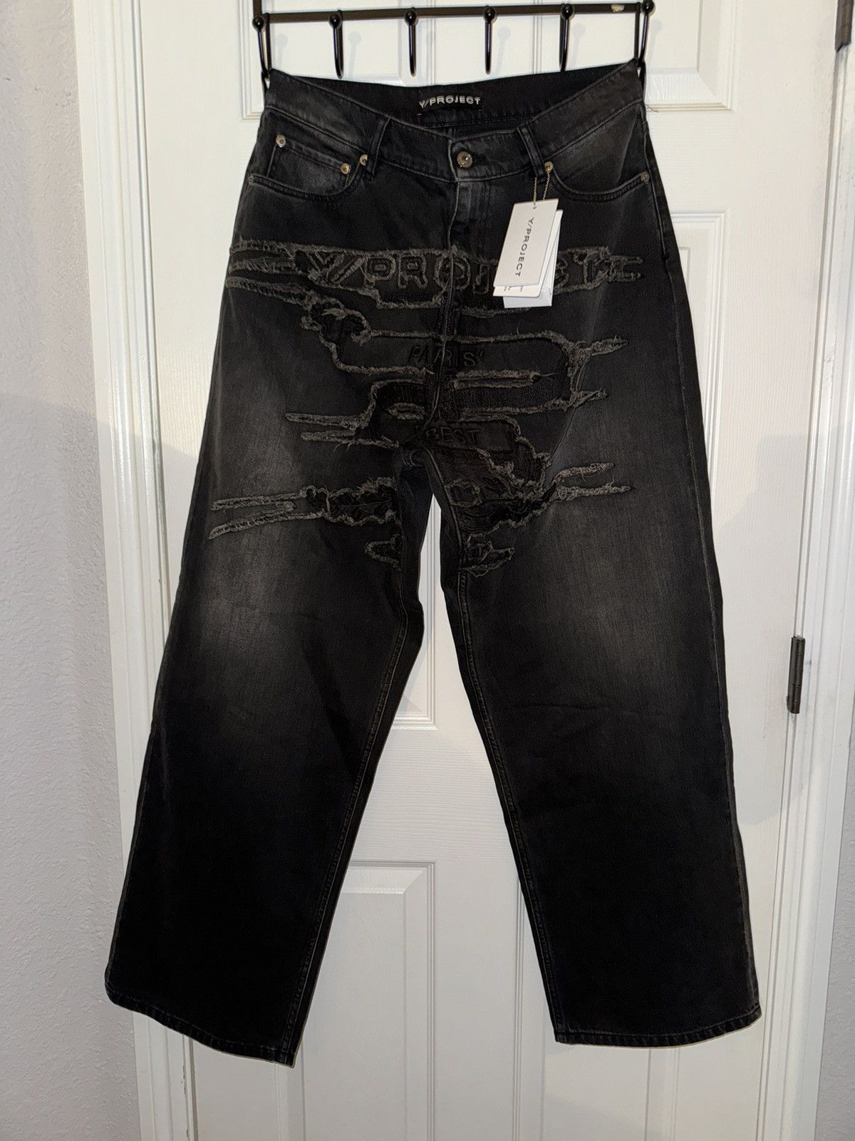 image of Yproject Paris Best Patch Denim Jeans in Black, Men's (Size 30)