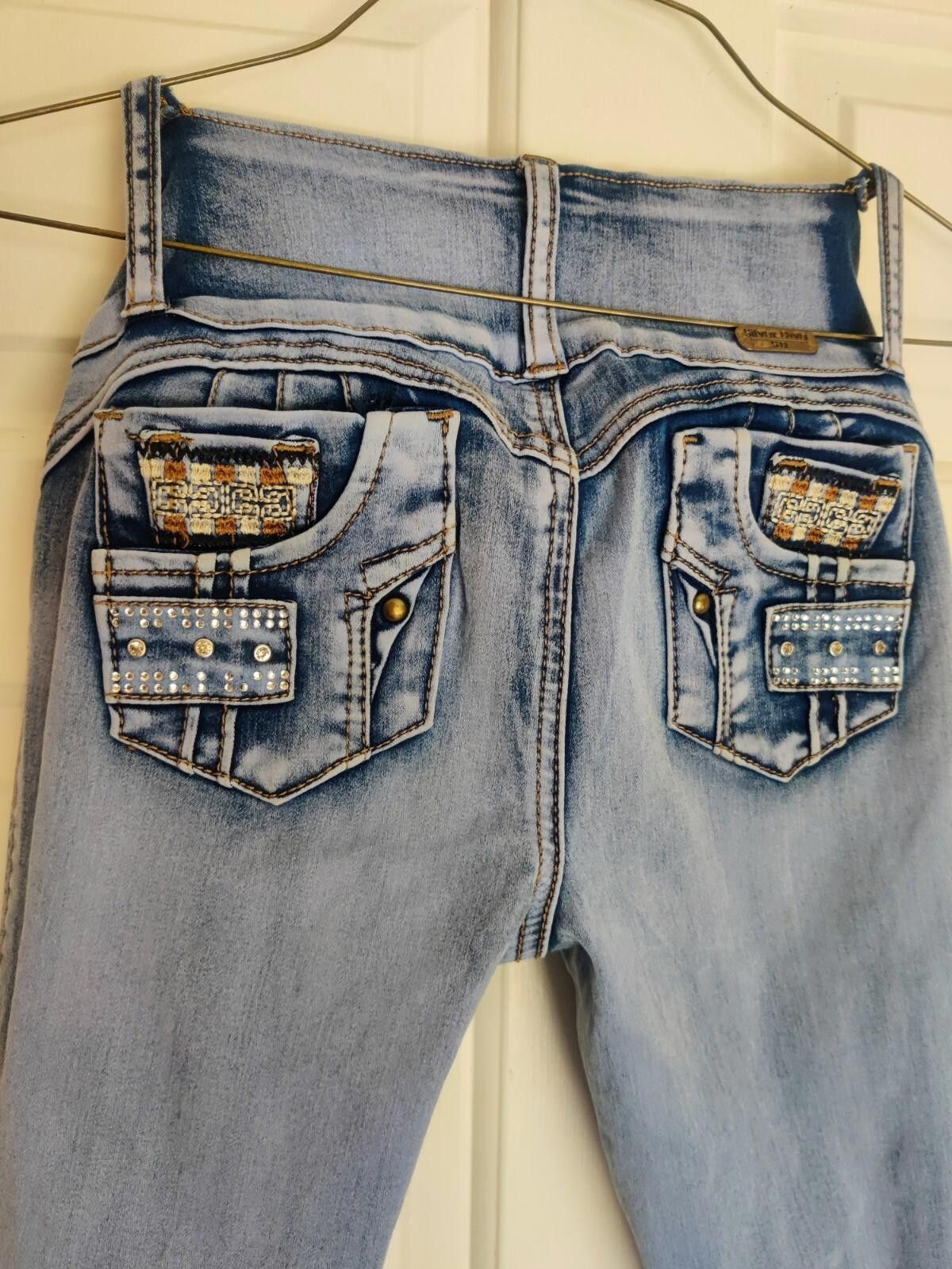 Rock Revival Silver Diva SD Jeans 0 Distressed Jean Pants Ripped Bedazzl Size 25" / US 0 / IT 36 - 11 Thumbnail