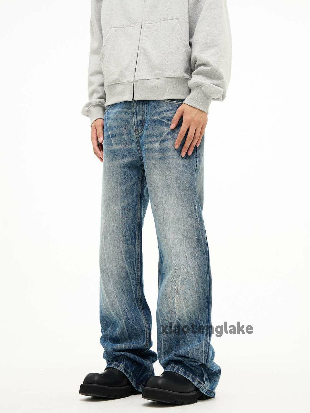 Jean × Vintage washed faded cleanfit skate hiphop loose baggy jeans Size US 32 / EU 48 - 4 Thumbnail