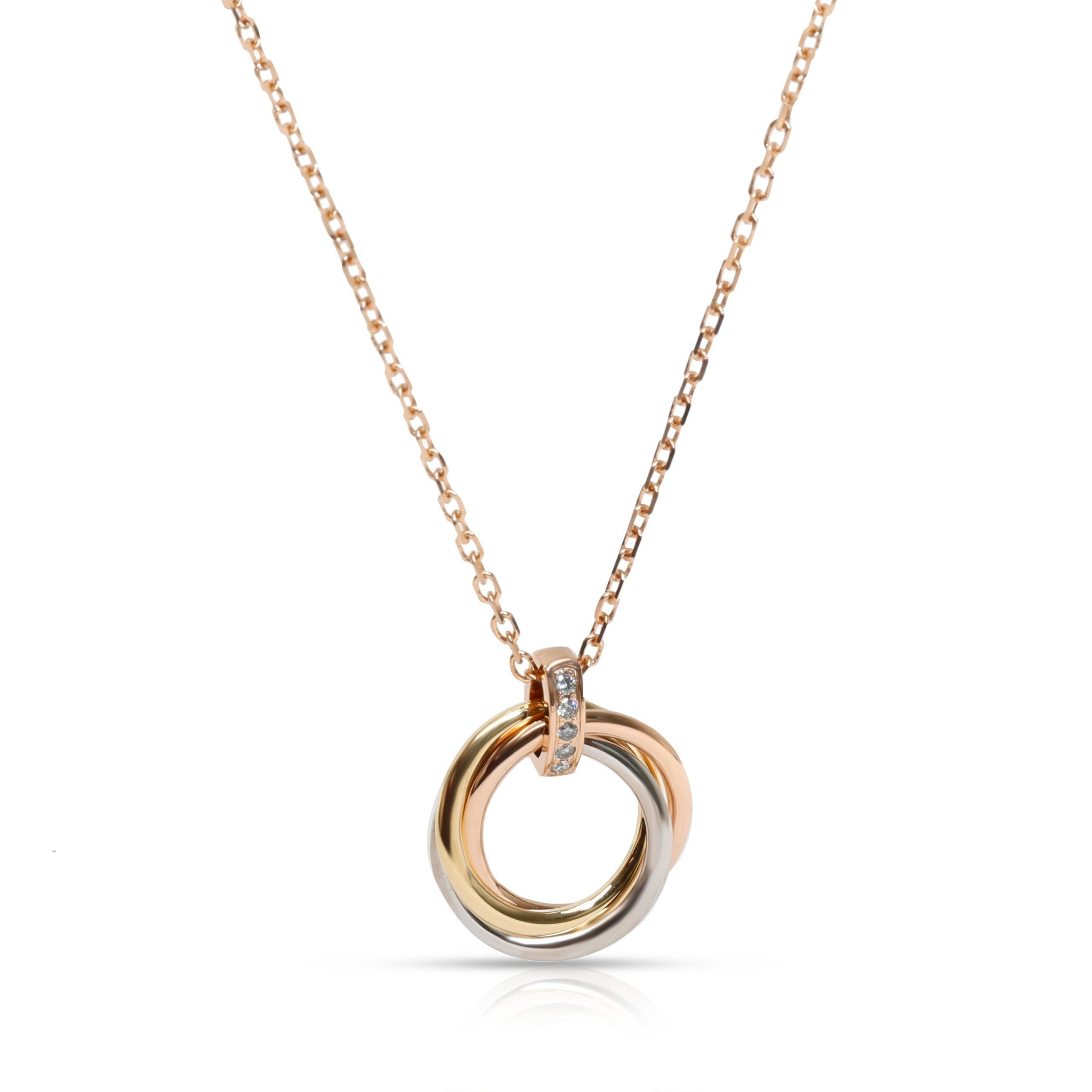 image of Cartier Trinity Diamond Necklace In 18K Yellow, Rose & White Gold, Women's