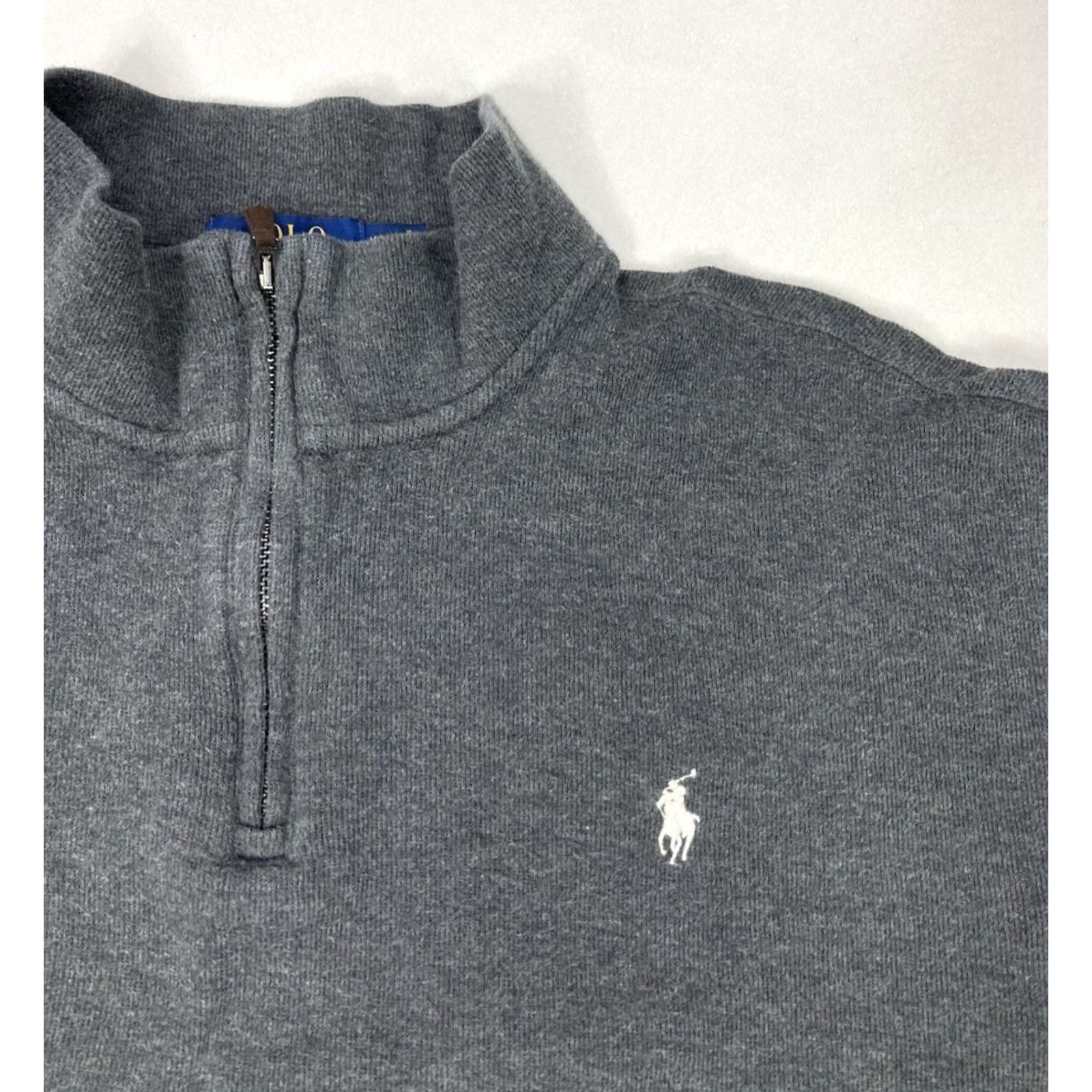 Polo Ralph Lauren VINTAGE Polo Ralph Lauren Estate Rib 1/4 Quarter Zip Knit Sweater Men XL Gray Pony White Size US XL / EU 56 / 4 - 2 Thumbnail
