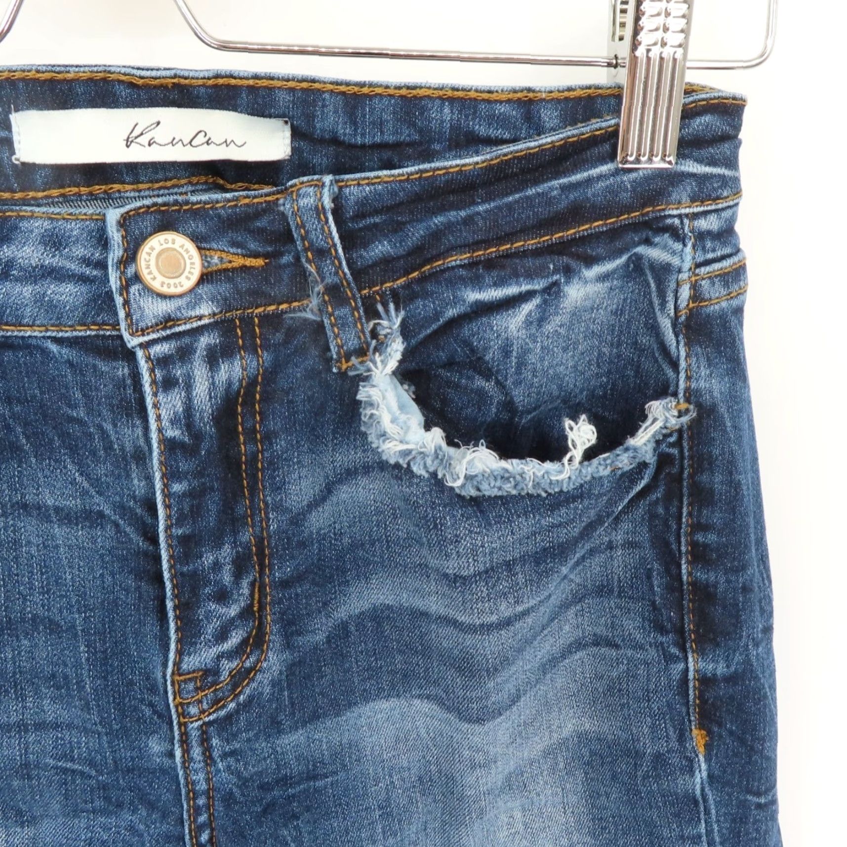 Vintage KanCan Womens Jeans 25 Amelia Wash Mid Rise Skinny Stretch Distressed VBK1276A Size 42" / US 20 - 4 Thumbnail