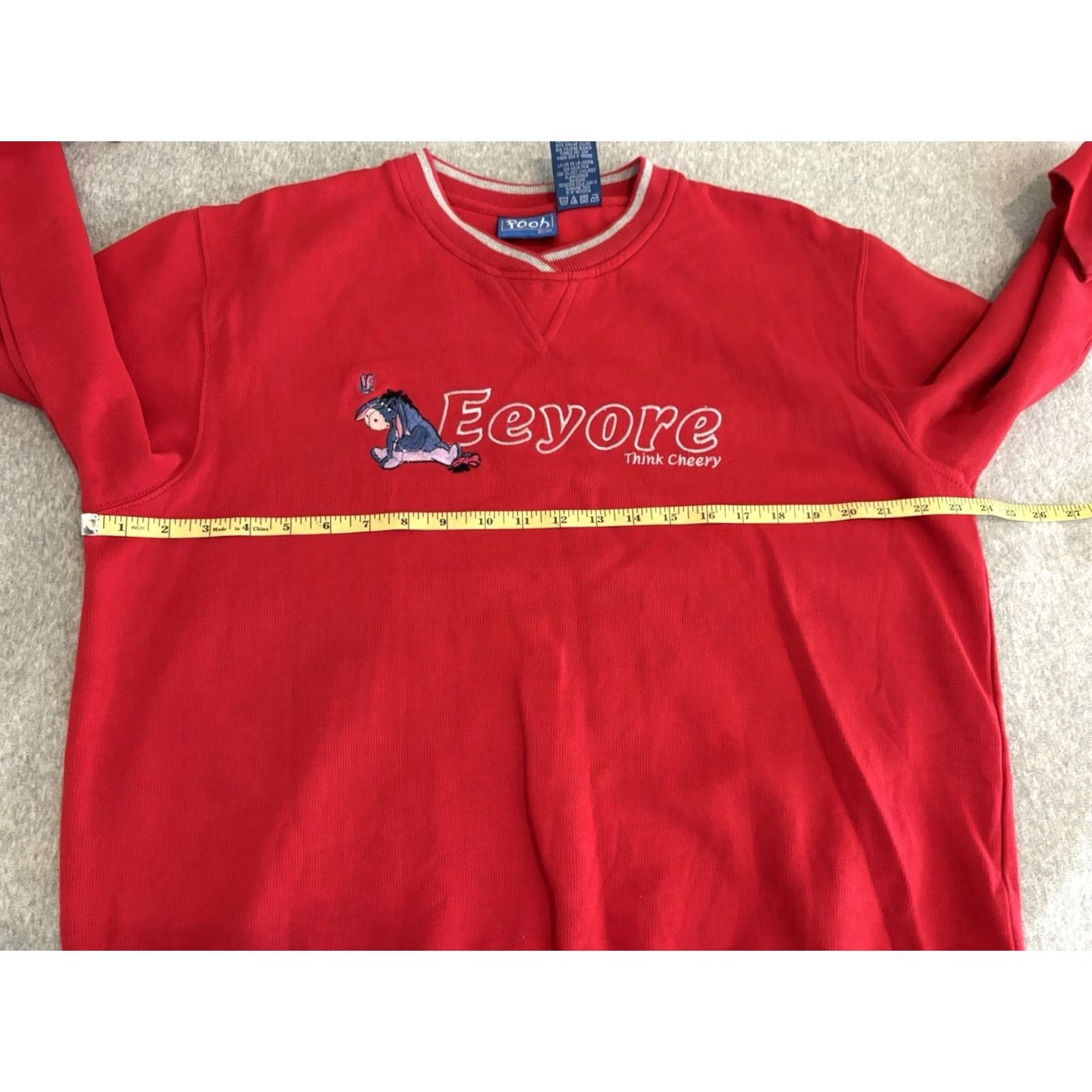 Disney VINTAGE Disney Eeyore Think Cheery Red Sweatshirt Winnie the Pooh Large Women Pullover Red 90s Cartoon Disney Boys Girls Mens Womens Size L / US 10 / IT 46 - 5 Thumbnail