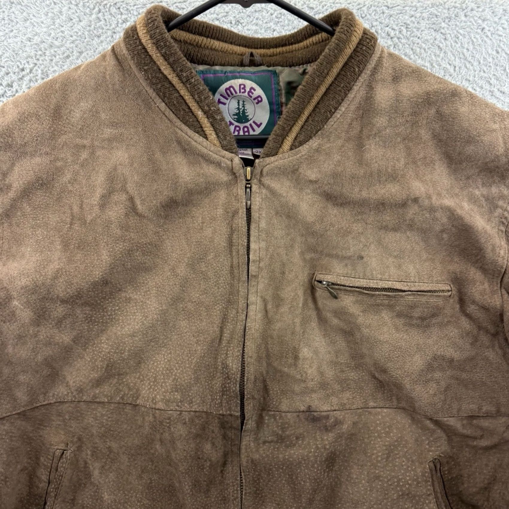 Vintage VINTAGE Timber Trail Jacket Mens 2XL Brown Suede Leather Bomber Full Zip Lined Size XXL / US 16-18 / IT 52-54 - 3 Thumbnail