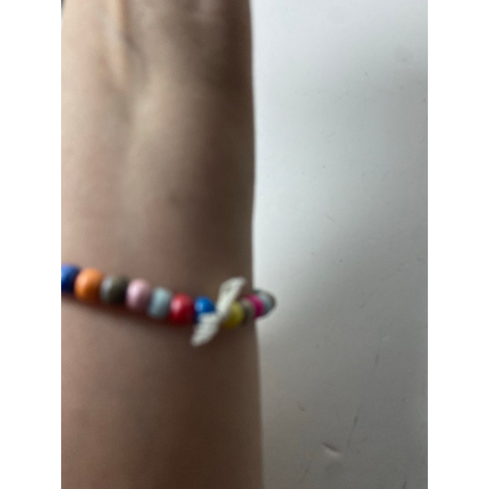 Handmade Colorful Wood Bead Bracelet - Fits Large Wrist - Boho Style Size ONE SIZE - 3 Thumbnail