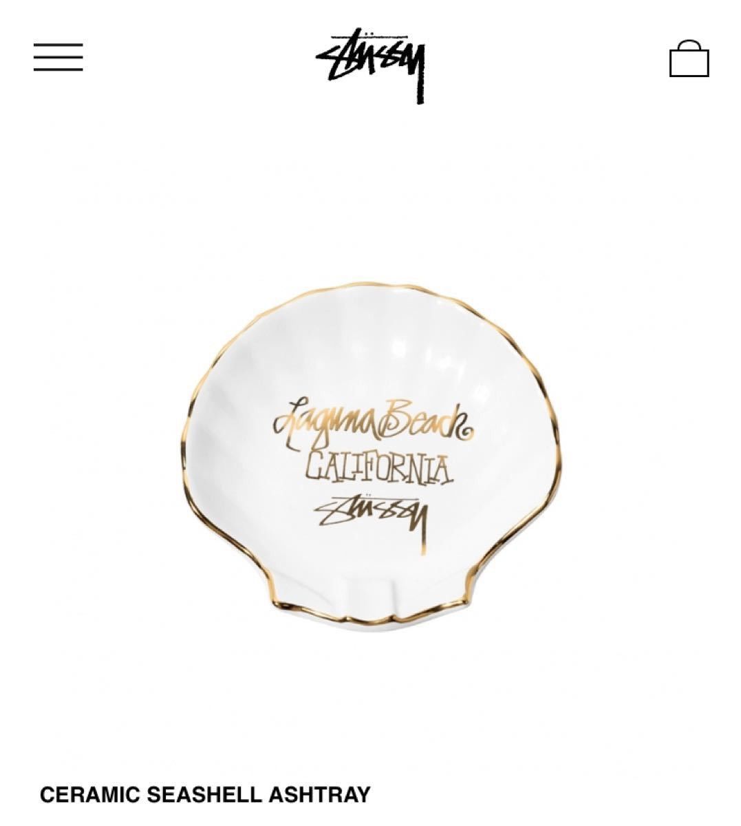 置物 STUSSY CERAMIC SEA SHELL ASHTRAY STUSSY LAGUNA BEACH CERAMIC