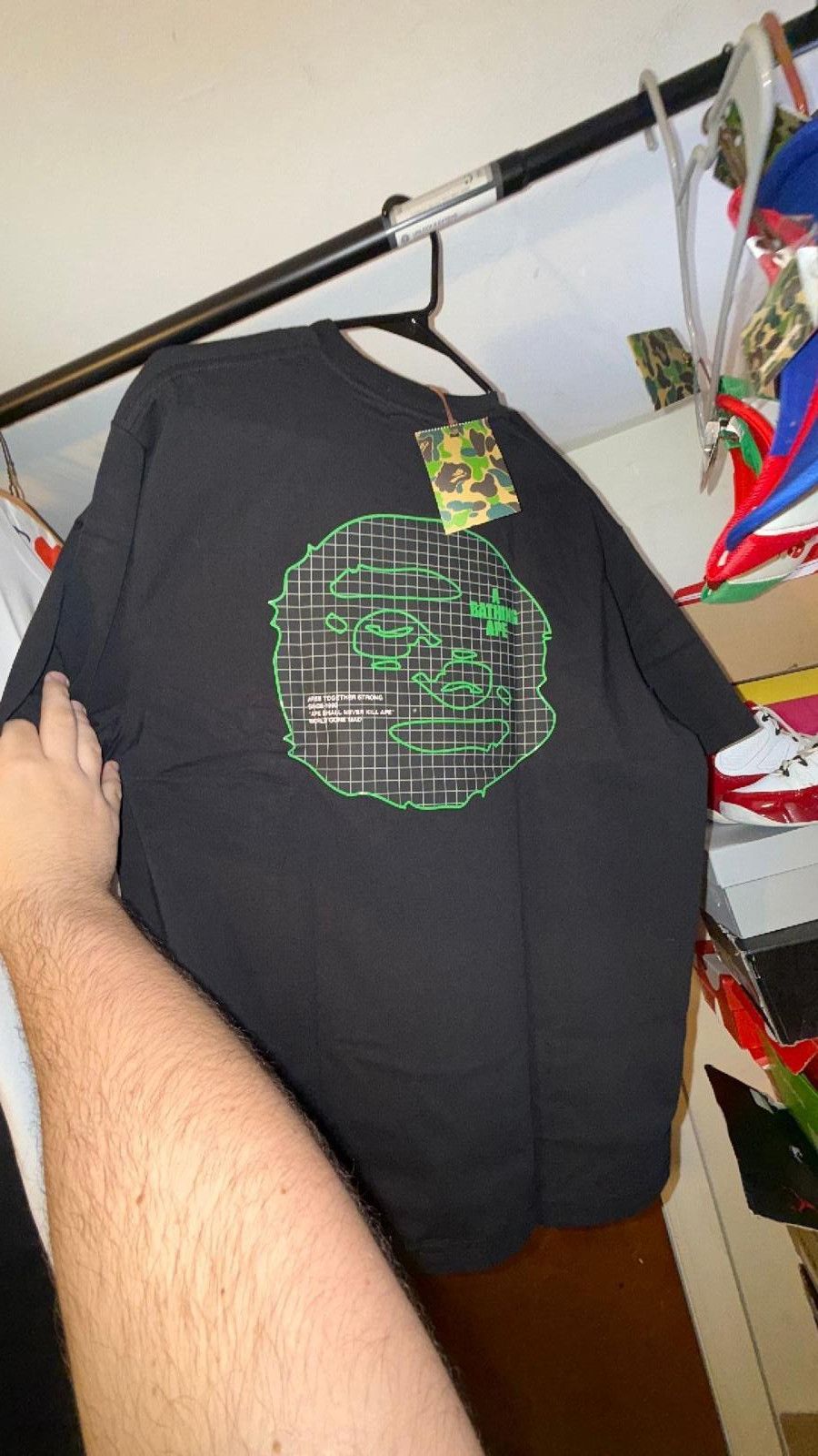 Designer Bape tee black green sz S/M Size ONE SIZE - 2 Thumbnail