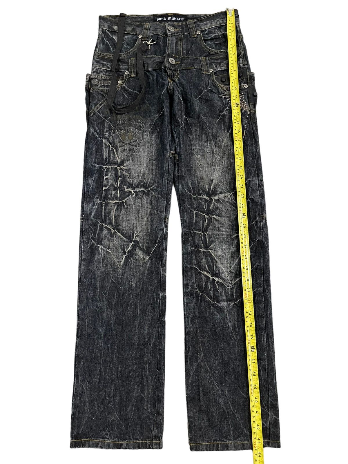 If Six Was Nine Vintage Japan Punk Ministry Double Waist Bondage Style Jeans Size US 31 - 18 Thumbnail
