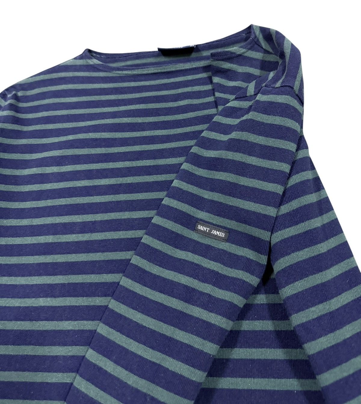 Saint James Vtg🔥Saint James Boat neck Heavy Cotton L/s Striped Tee Size US M / EU 48-50 / 2 - 7 Thumbnail
