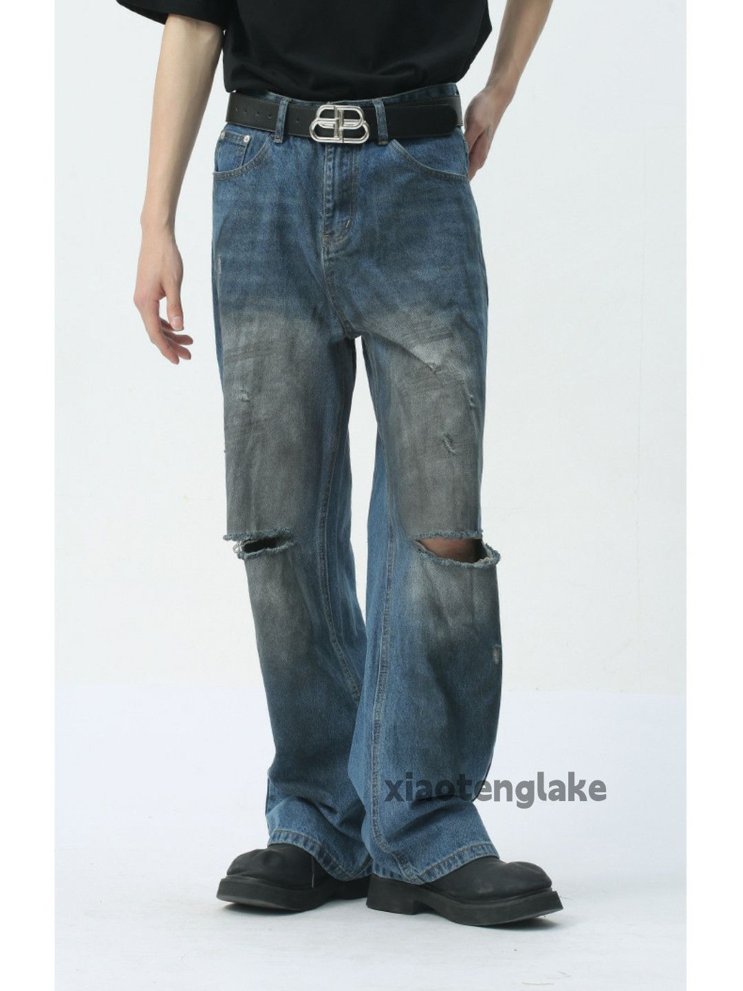 Jean × Vintage washed faded damaged ripped stain baggy jeans Size US 30 / EU 46 - 9 Thumbnail
